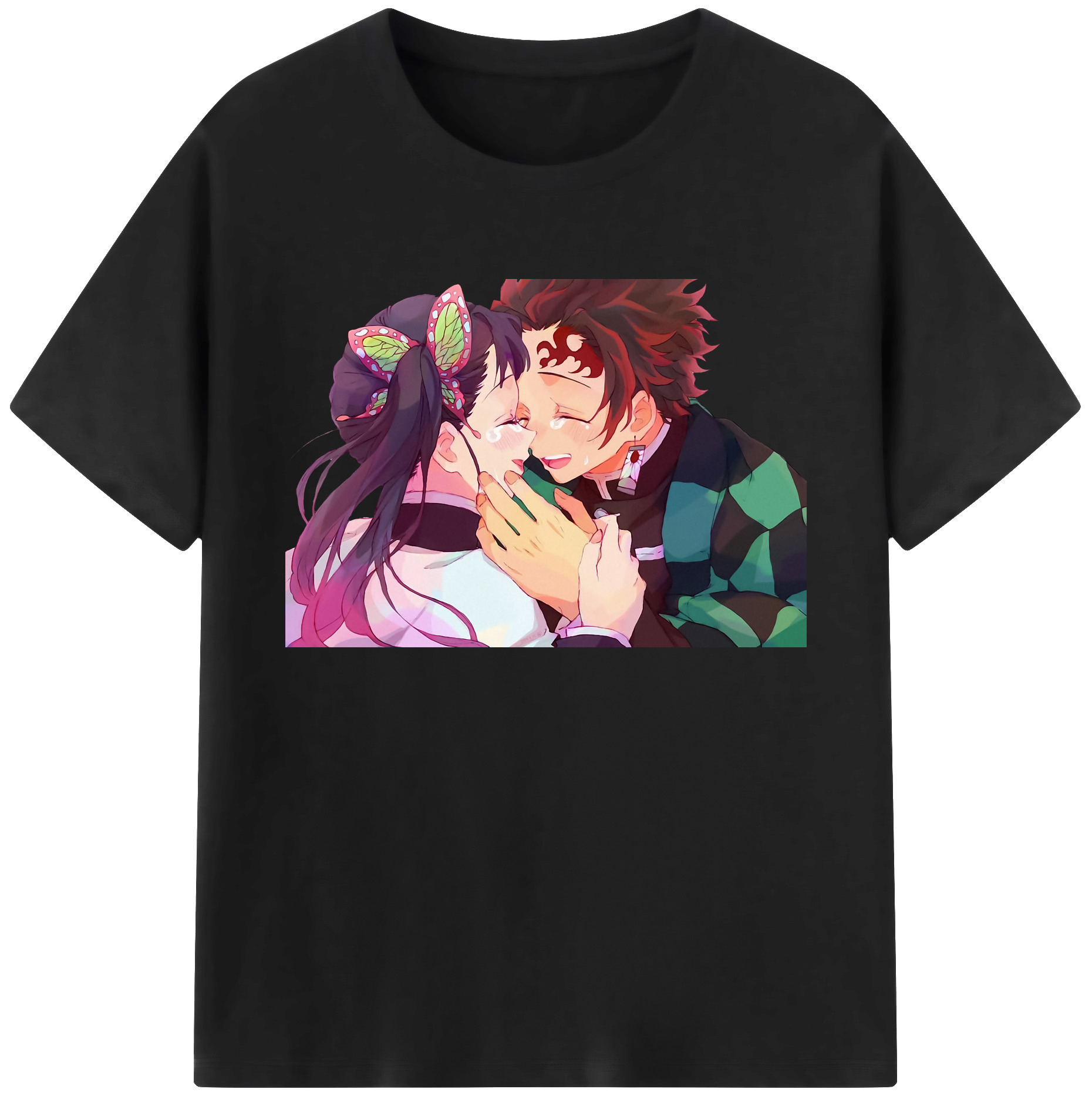 （画像用） 鬼滅の刃 竈門 炭治郎／かまど たんじろう Kamado Tanjirou 綿100％ メンズ半袖Tシャツ｜肌触りやわらか＆通気性