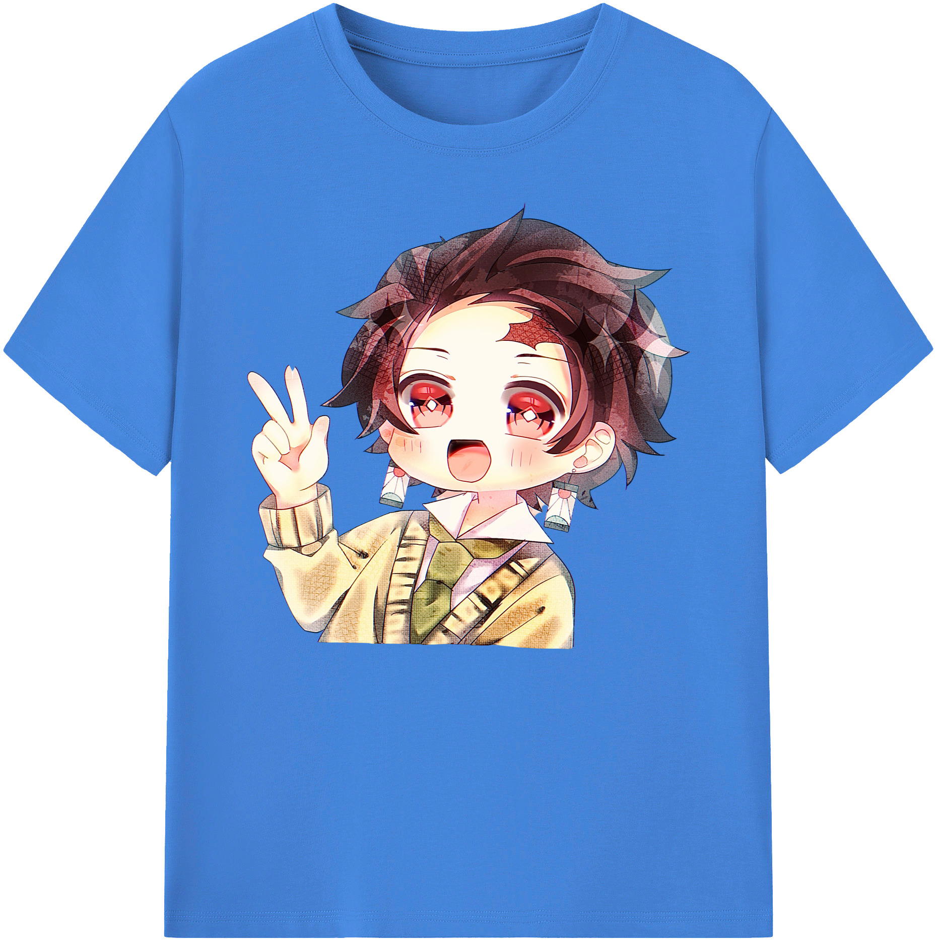 （画像用） 鬼滅の刃 竈門 炭治郎／かまど たんじろう Kamado Tanjirou 綿100％ メンズ半袖Tシャツ｜肌触りやわらか＆通気性