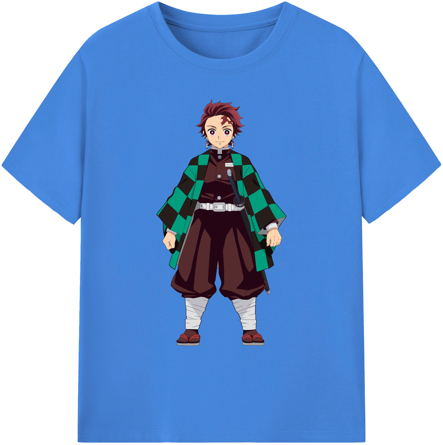 （画像用） 鬼滅の刃 竈門 炭治郎／かまど たんじろう Kamado Tanjirou 綿100％ メンズ半袖Tシャツ｜肌触りやわらか＆通気性