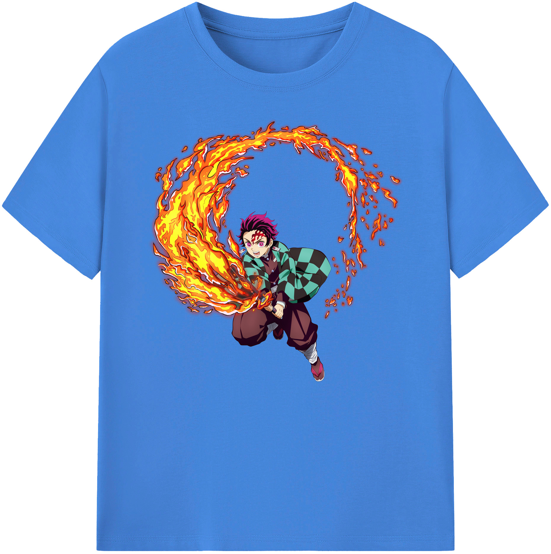 （画像用） 鬼滅の刃 竈門 炭治郎／かまど たんじろう Kamado Tanjirou 綿100％ メンズ半袖Tシャツ｜肌触りやわらか＆通気性