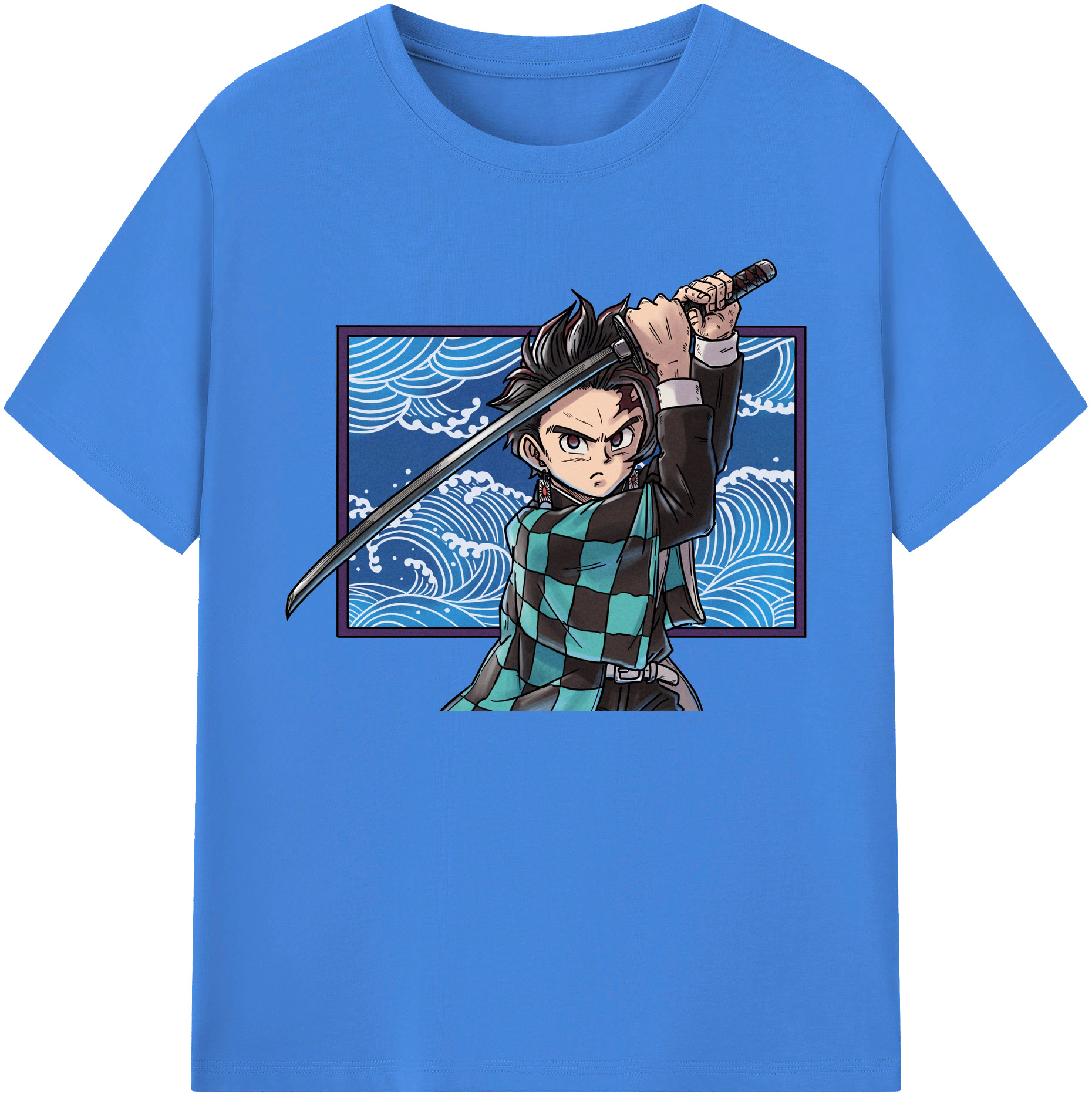 （画像用） 鬼滅の刃 竈門 炭治郎／かまど たんじろう Kamado Tanjirou 綿100％ メンズ半袖Tシャツ｜肌触りやわらか＆通気性