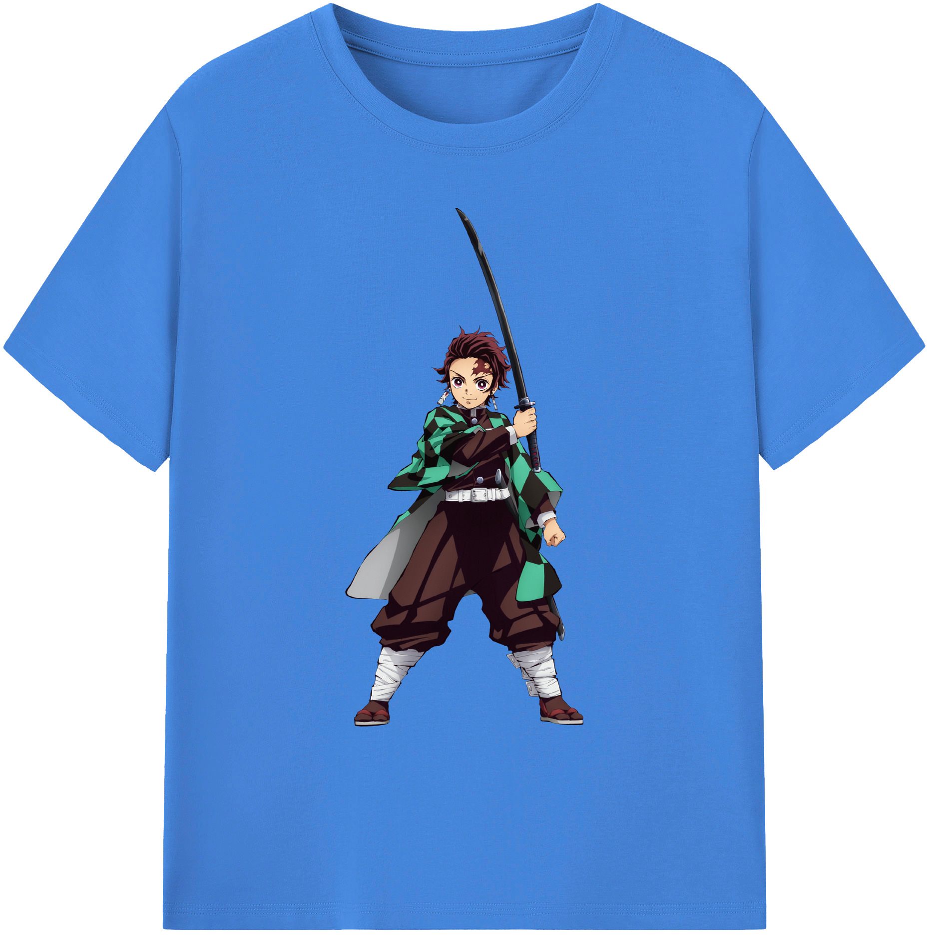 （画像用） 鬼滅の刃 竈門 炭治郎／かまど たんじろう Kamado Tanjirou 綿100％ メンズ半袖Tシャツ｜肌触りやわらか＆通気性
