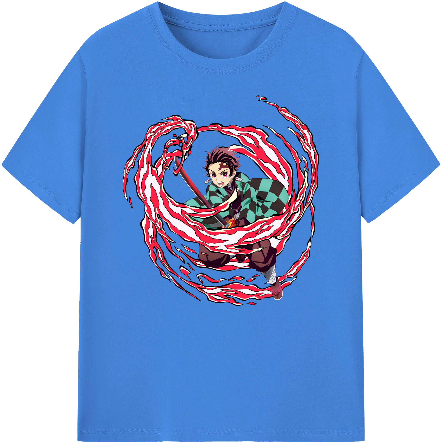 （画像用） 鬼滅の刃 竈門 炭治郎／かまど たんじろう Kamado Tanjirou 綿100％ メンズ半袖Tシャツ｜肌触りやわらか＆通気性
