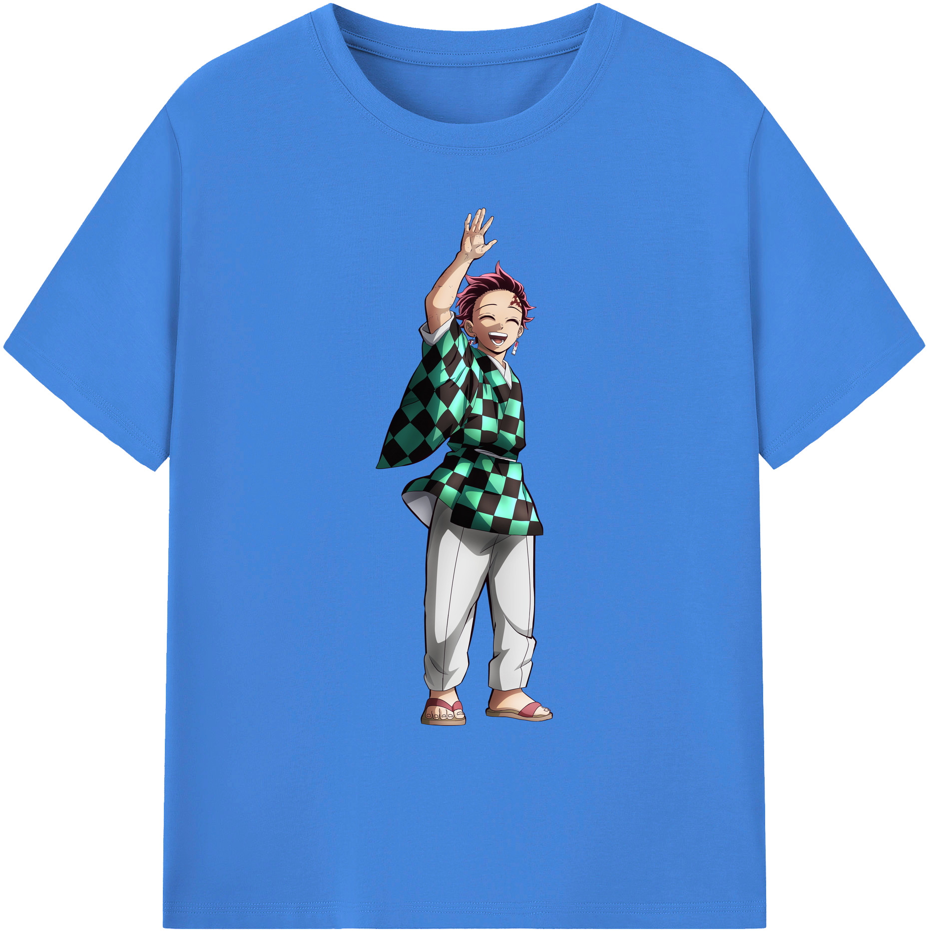 （画像用） 鬼滅の刃 竈門 炭治郎／かまど たんじろう Kamado Tanjirou 綿100％ メンズ半袖Tシャツ｜肌触りやわらか＆通気性