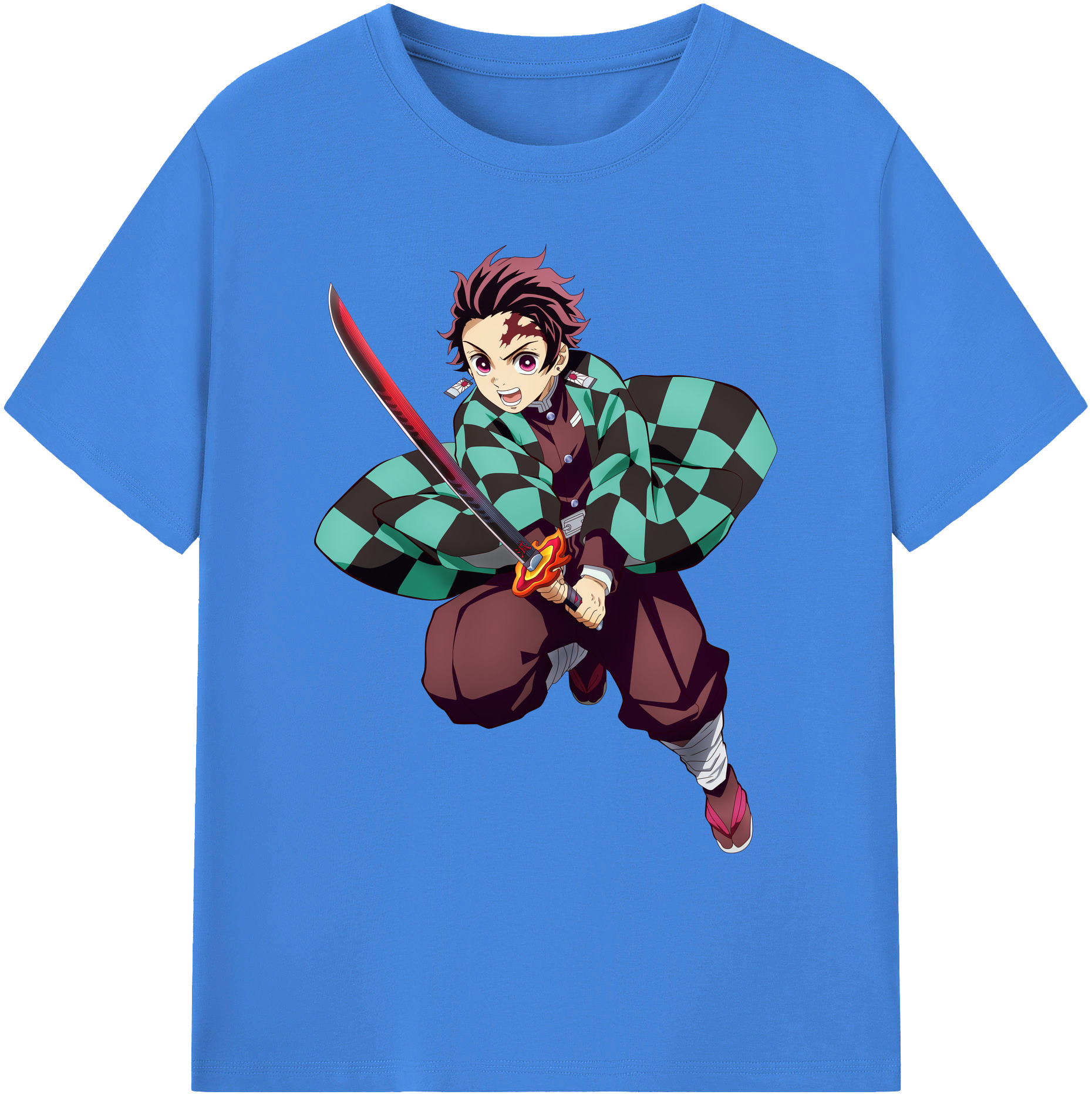 （画像用） 鬼滅の刃 竈門 炭治郎／かまど たんじろう Kamado Tanjirou 綿100％ メンズ半袖Tシャツ｜肌触りやわらか＆通気性