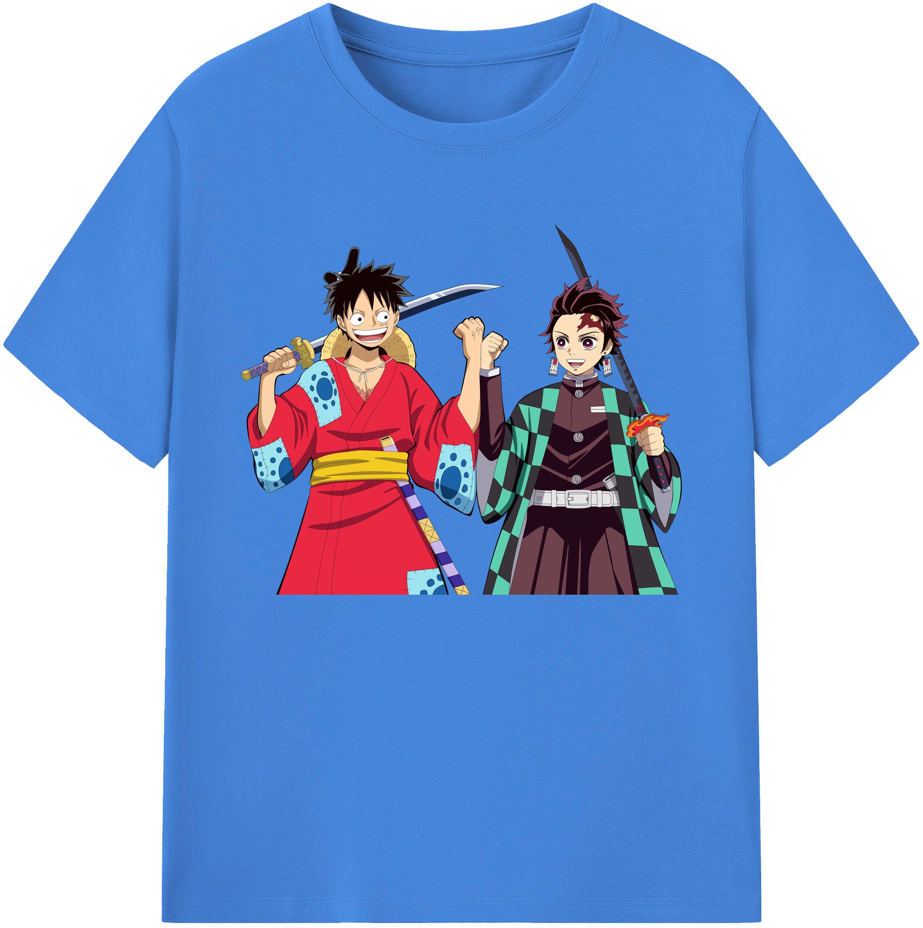 （画像用） 鬼滅の刃 竈門 炭治郎／かまど たんじろう Kamado Tanjirou 綿100％ メンズ半袖Tシャツ｜肌触りやわらか＆通気性