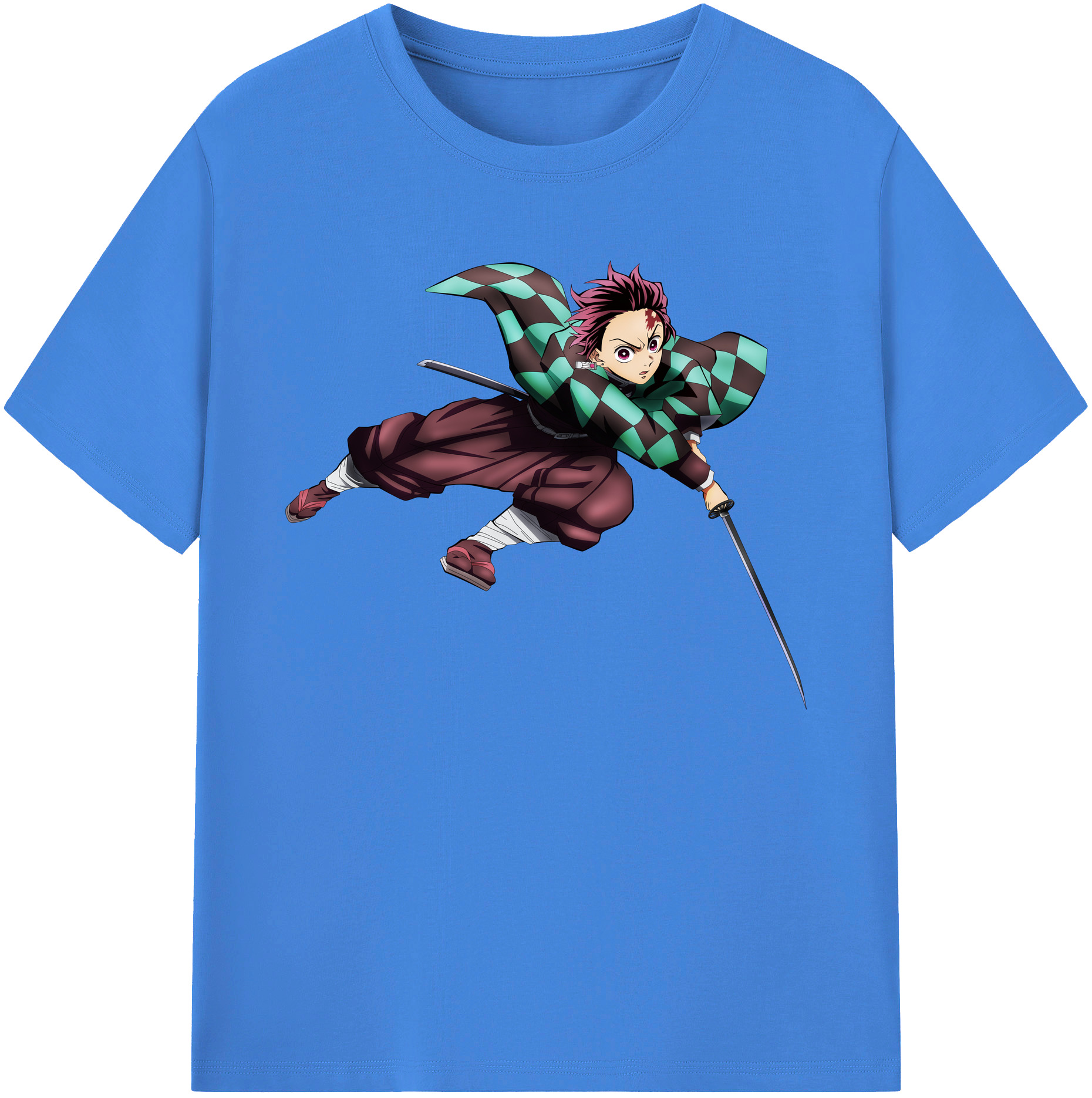 （画像用） 鬼滅の刃 竈門 炭治郎／かまど たんじろう Kamado Tanjirou 綿100％ メンズ半袖Tシャツ｜肌触りやわらか＆通気性