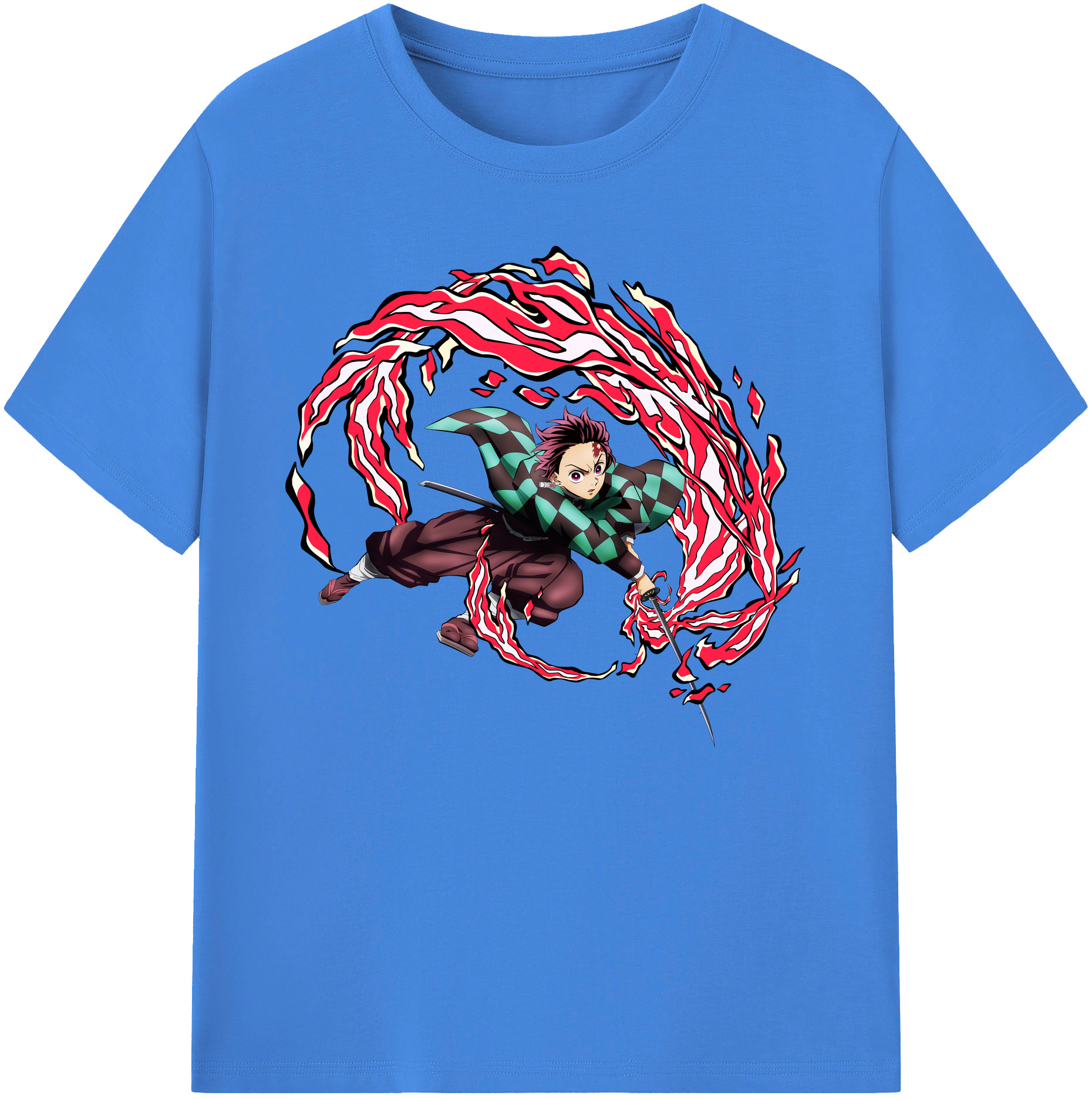 （画像用） 鬼滅の刃 竈門 炭治郎／かまど たんじろう Kamado Tanjirou 綿100％ メンズ半袖Tシャツ｜肌触りやわらか＆通気性