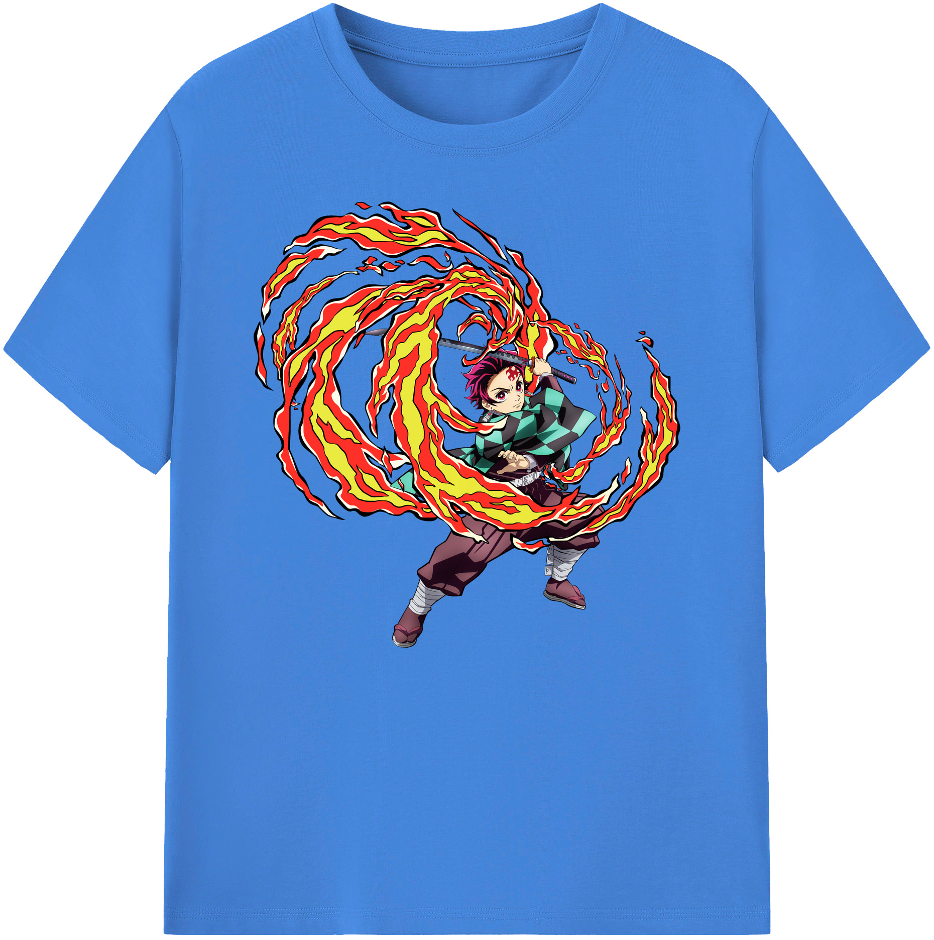 （画像用） 鬼滅の刃 竈門 炭治郎／かまど たんじろう Kamado Tanjirou 綿100％ メンズ半袖Tシャツ｜肌触りやわらか＆通気性