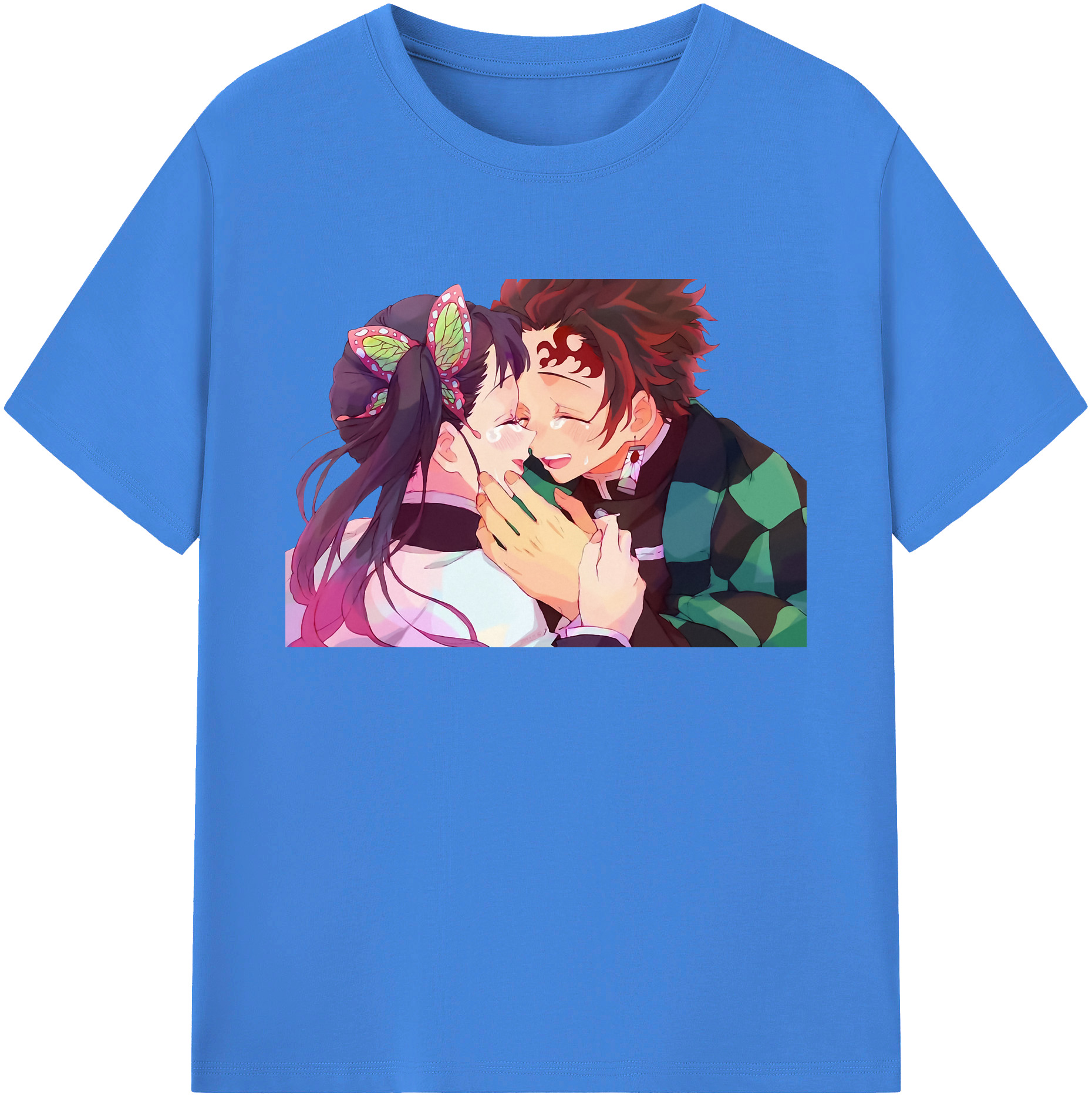 （画像用） 鬼滅の刃 竈門 炭治郎／かまど たんじろう Kamado Tanjirou 綿100％ メンズ半袖Tシャツ｜肌触りやわらか＆通気性