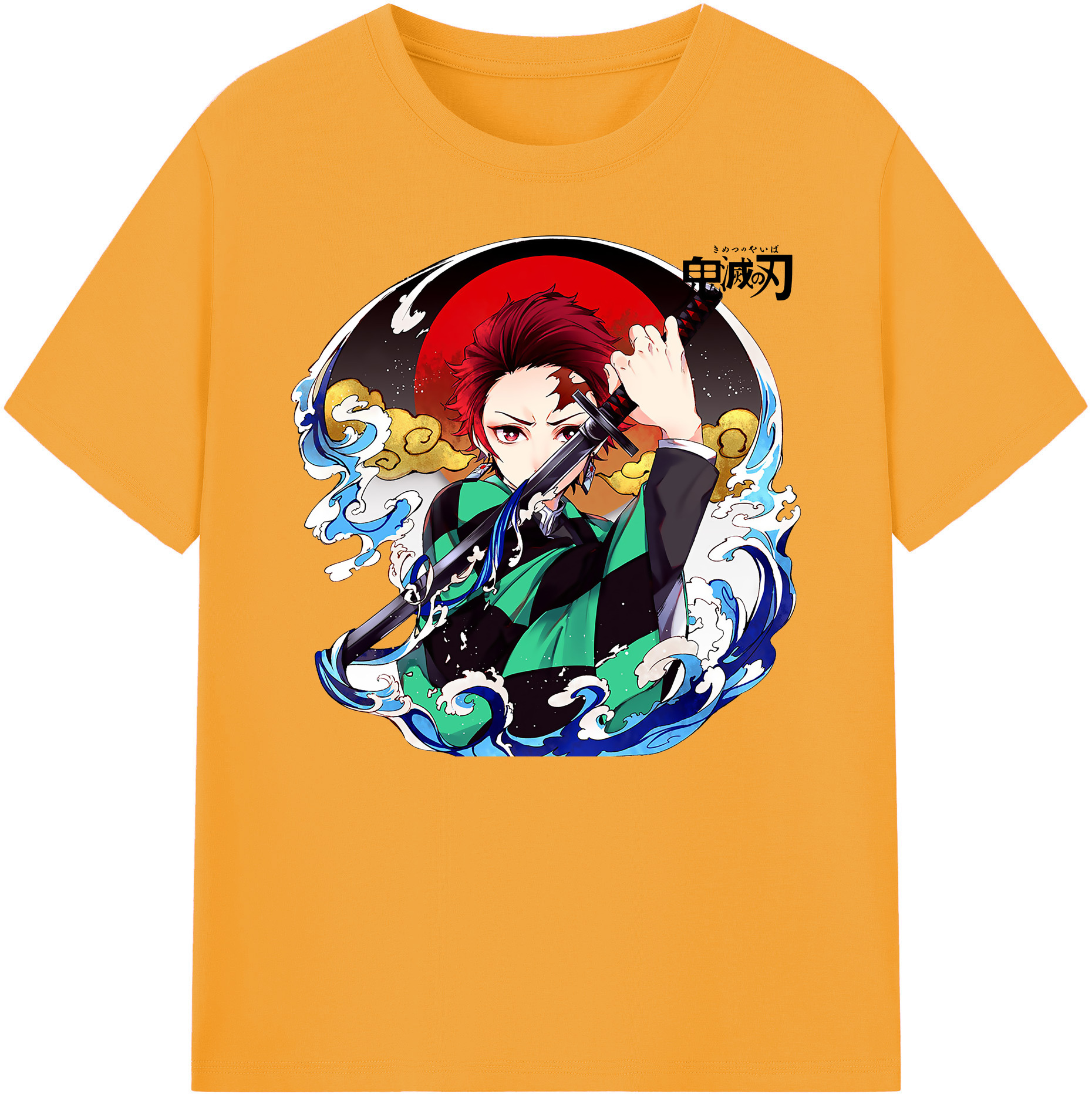 （画像用） 鬼滅の刃 竈門 炭治郎／かまど たんじろう Kamado Tanjirou 綿100％ メンズ半袖Tシャツ｜肌触りやわらか＆通気性