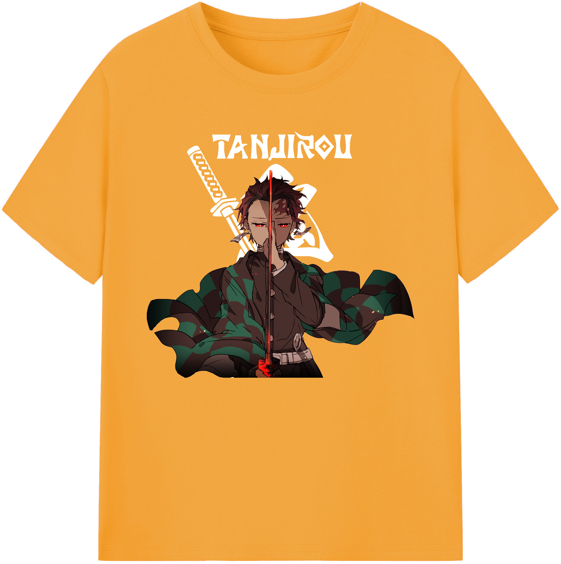 （画像用） 鬼滅の刃 竈門 炭治郎／かまど たんじろう Kamado Tanjirou 綿100％ メンズ半袖Tシャツ｜肌触りやわらか＆通気性