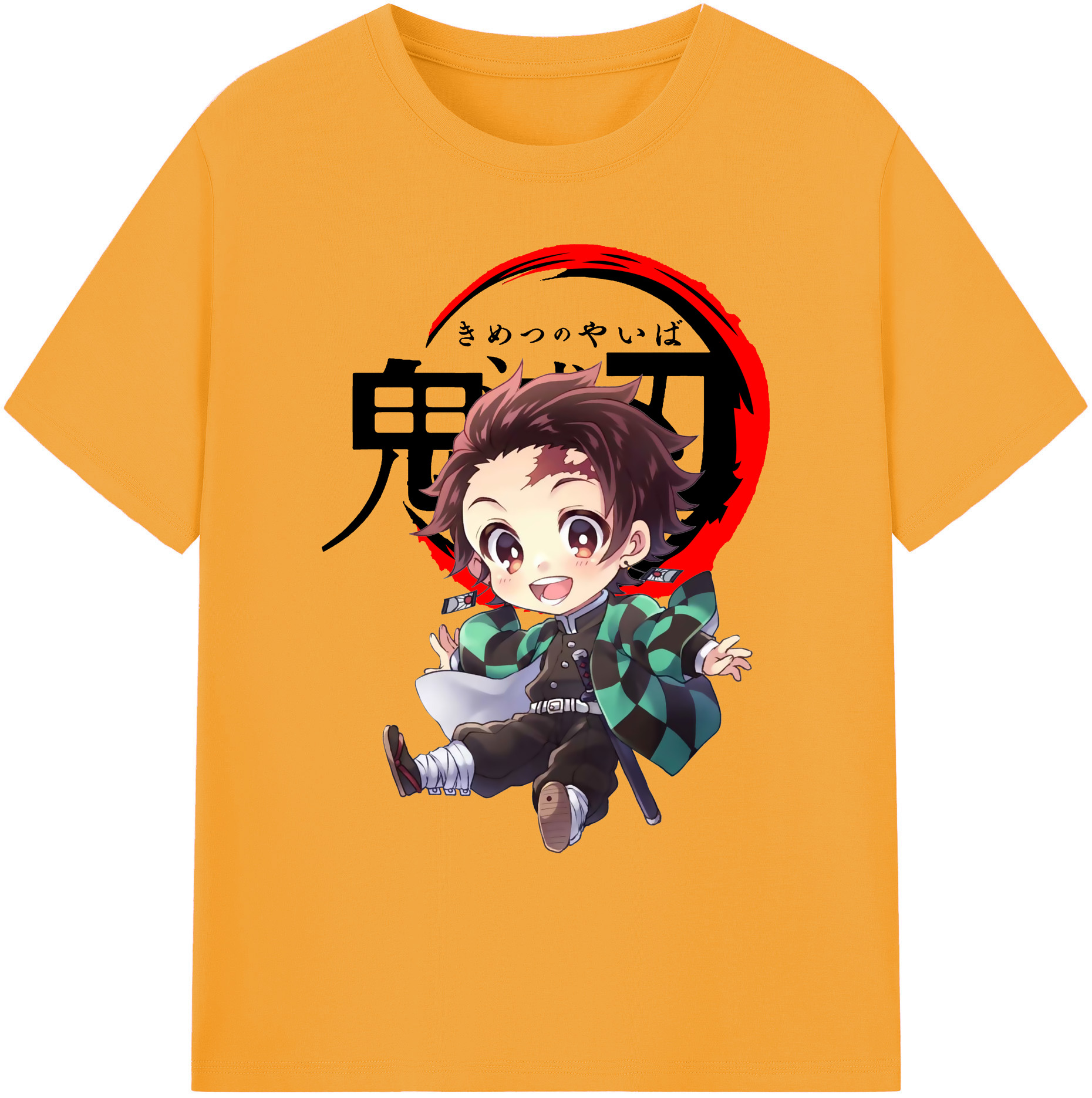 （画像用） 鬼滅の刃 竈門 炭治郎／かまど たんじろう Kamado Tanjirou 綿100％ メンズ半袖Tシャツ｜肌触りやわらか＆通気性