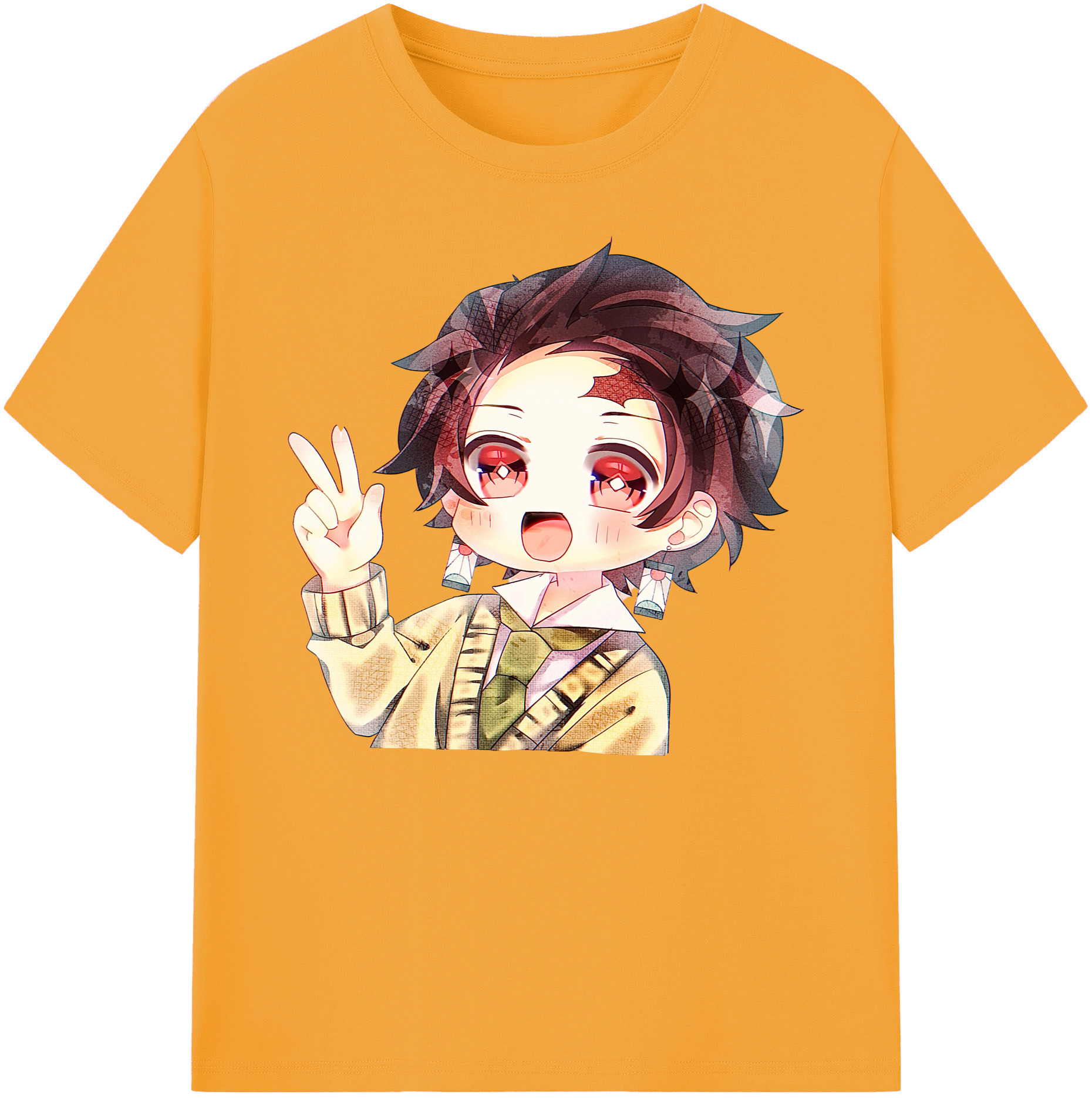 （画像用） 鬼滅の刃 竈門 炭治郎／かまど たんじろう Kamado Tanjirou 綿100％ メンズ半袖Tシャツ｜肌触りやわらか＆通気性