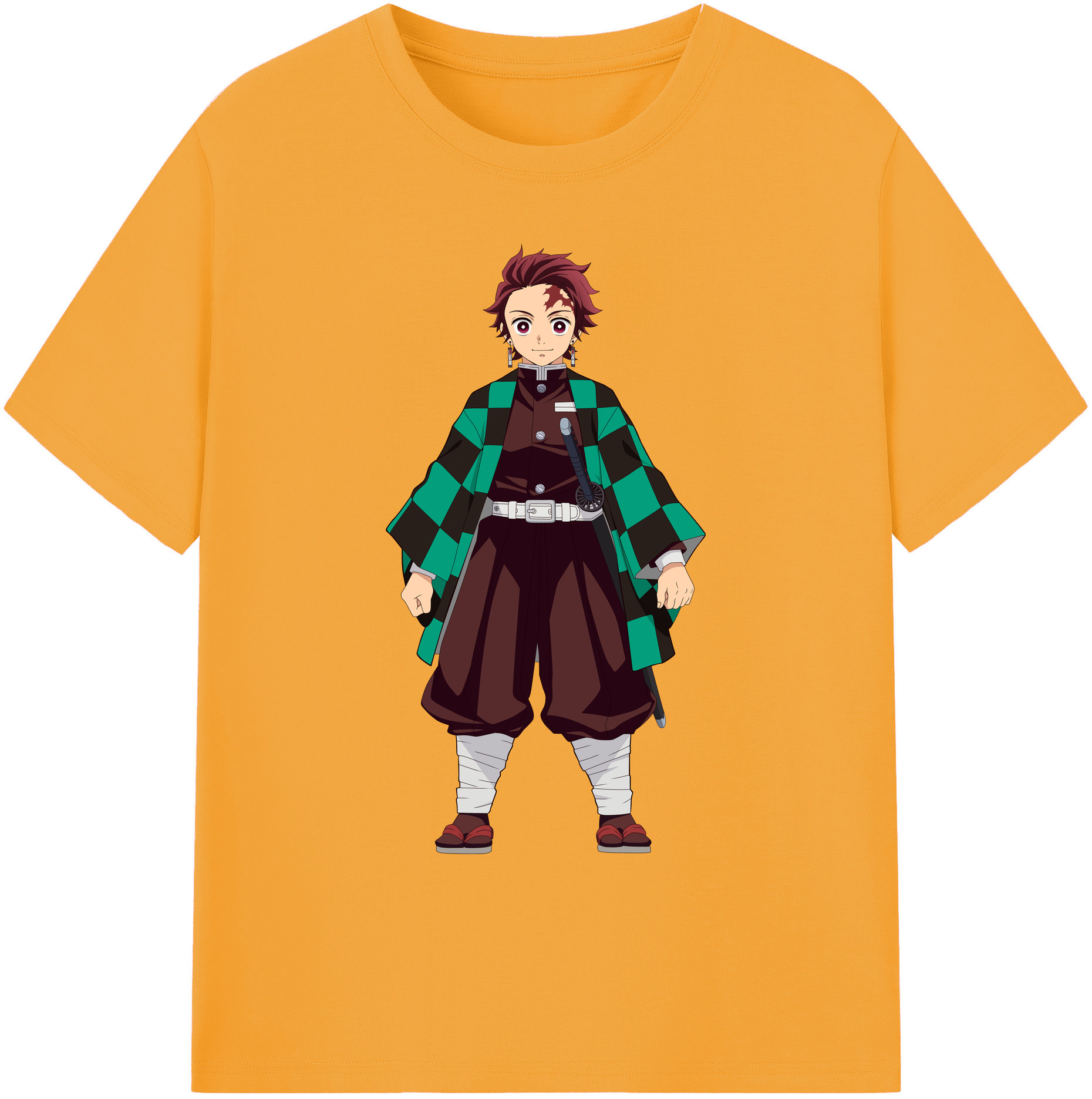 （画像用） 鬼滅の刃 竈門 炭治郎／かまど たんじろう Kamado Tanjirou 綿100％ メンズ半袖Tシャツ｜肌触りやわらか＆通気性