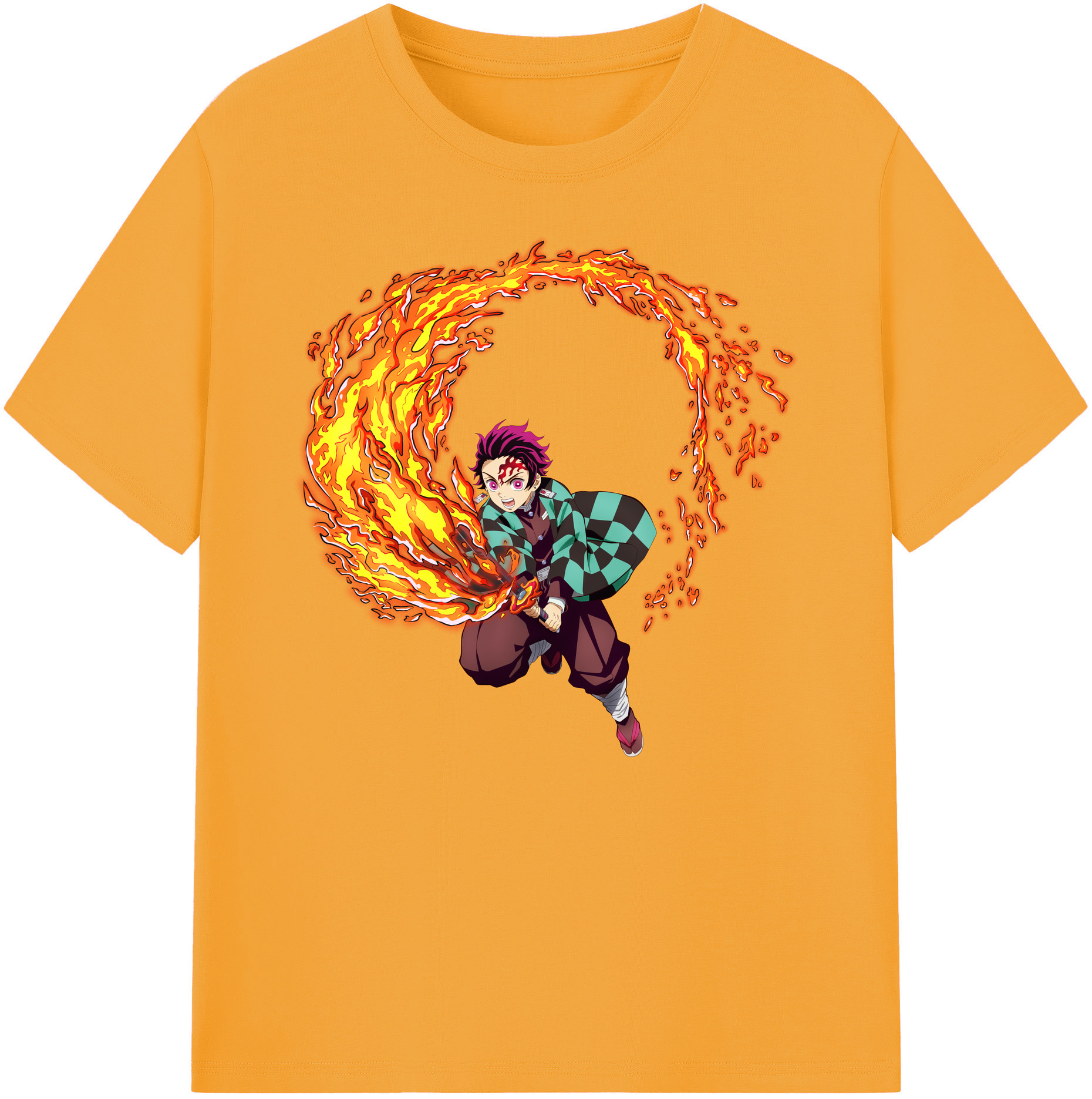 （画像用） 鬼滅の刃 竈門 炭治郎／かまど たんじろう Kamado Tanjirou 綿100％ メンズ半袖Tシャツ｜肌触りやわらか＆通気性