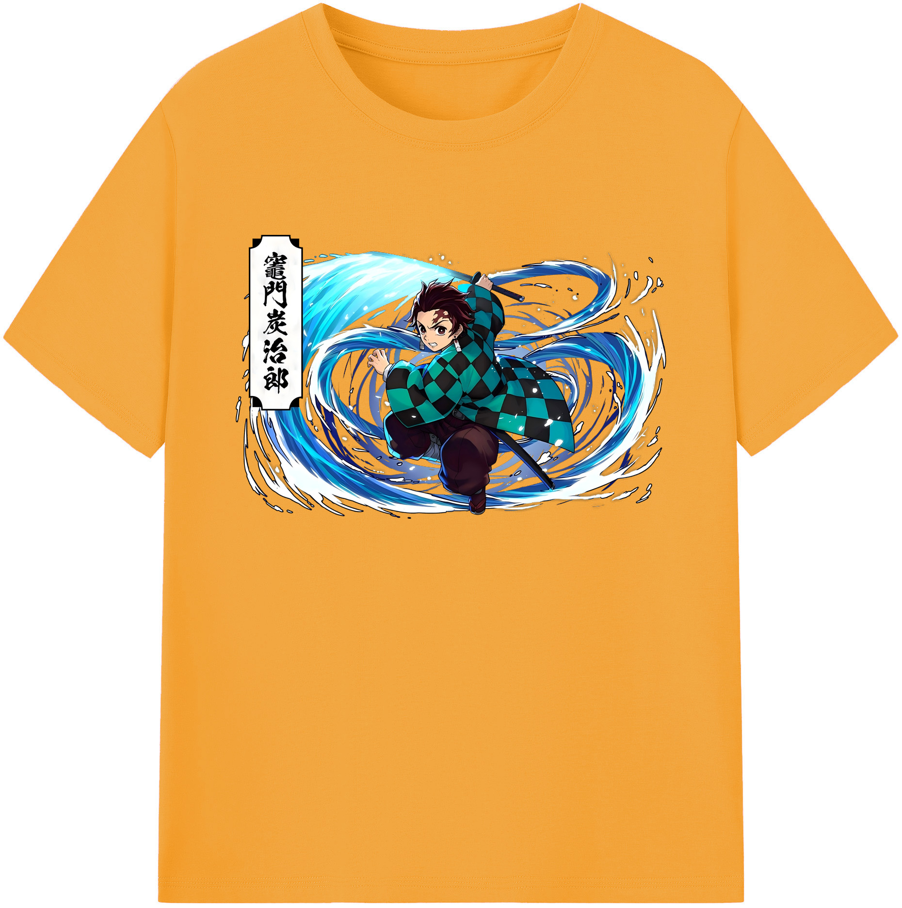 （画像用） 鬼滅の刃 竈門 炭治郎／かまど たんじろう Kamado Tanjirou 綿100％ メンズ半袖Tシャツ｜肌触りやわらか＆通気性
