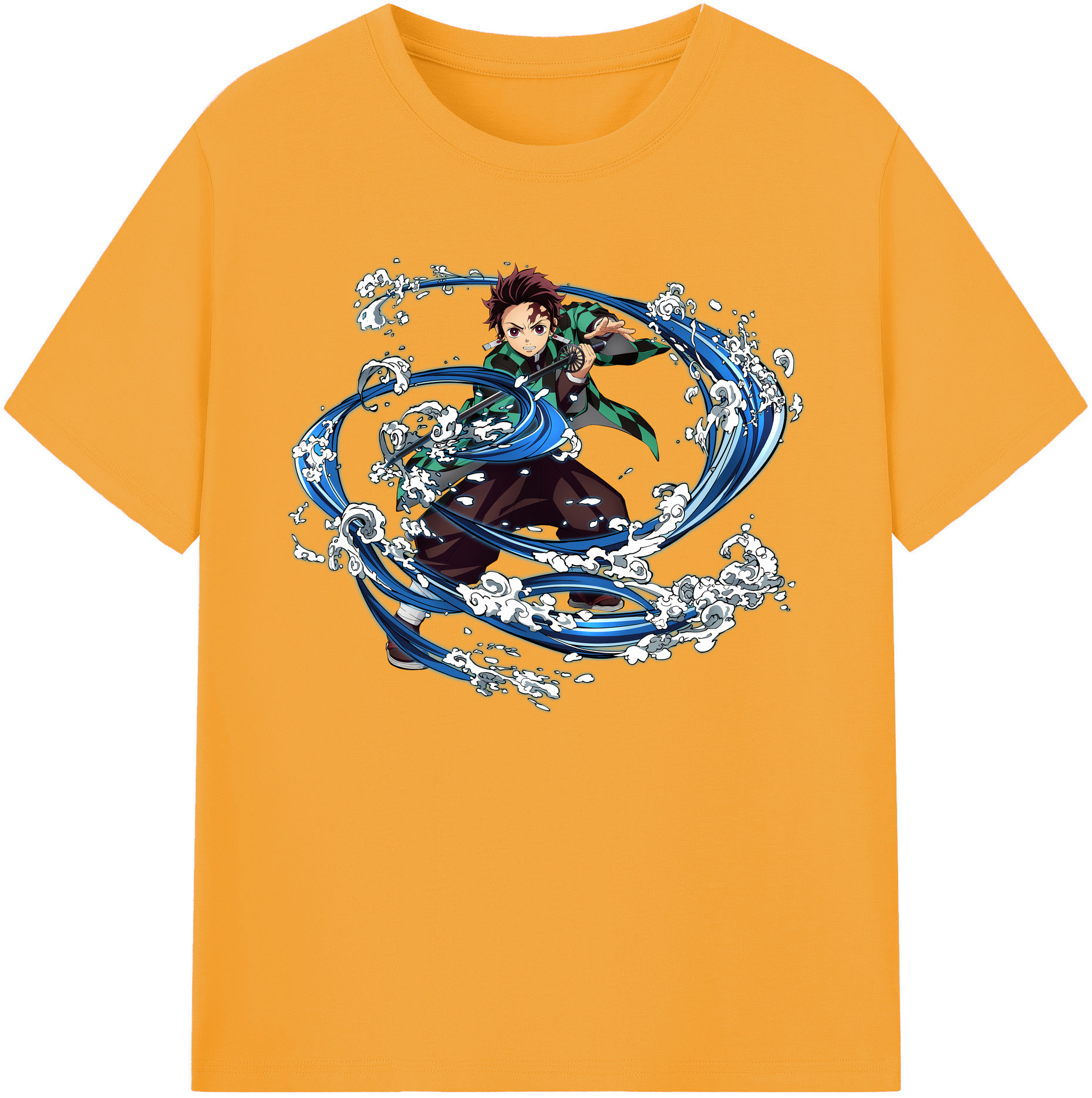 （画像用） 鬼滅の刃 竈門 炭治郎／かまど たんじろう Kamado Tanjirou 綿100％ メンズ半袖Tシャツ｜肌触りやわらか＆通気性