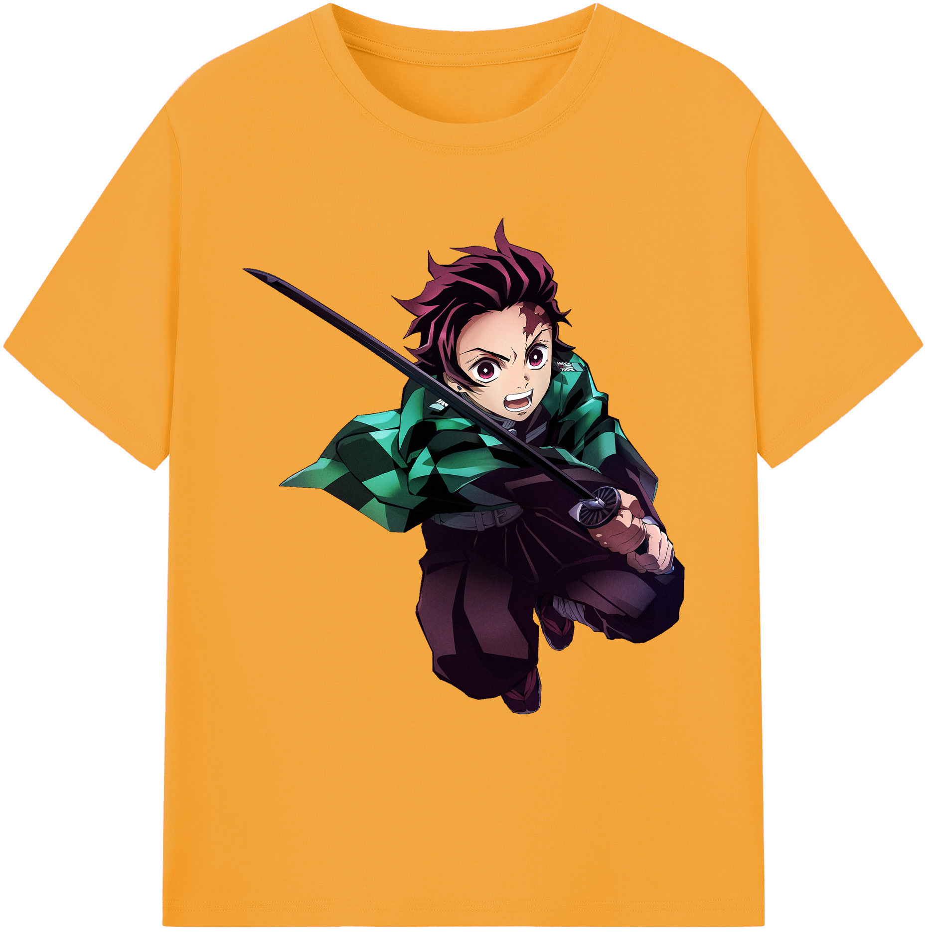 （画像用） 鬼滅の刃 竈門 炭治郎／かまど たんじろう Kamado Tanjirou 綿100％ メンズ半袖Tシャツ｜肌触りやわらか＆通気性
