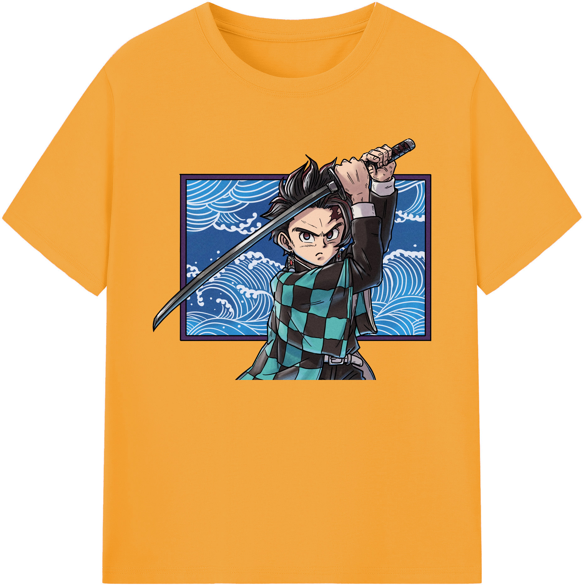 （画像用） 鬼滅の刃 竈門 炭治郎／かまど たんじろう Kamado Tanjirou 綿100％ メンズ半袖Tシャツ｜肌触りやわらか＆通気性