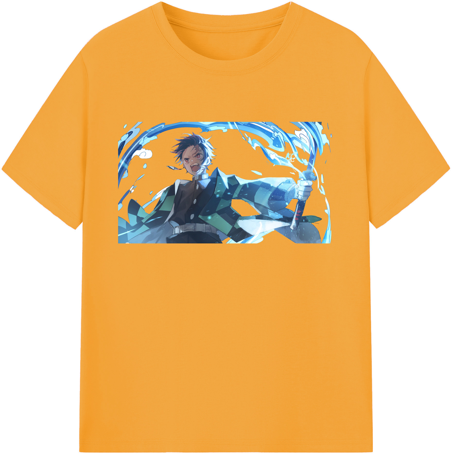 （画像用） 鬼滅の刃 竈門 炭治郎／かまど たんじろう Kamado Tanjirou 綿100％ メンズ半袖Tシャツ｜肌触りやわらか＆通気性