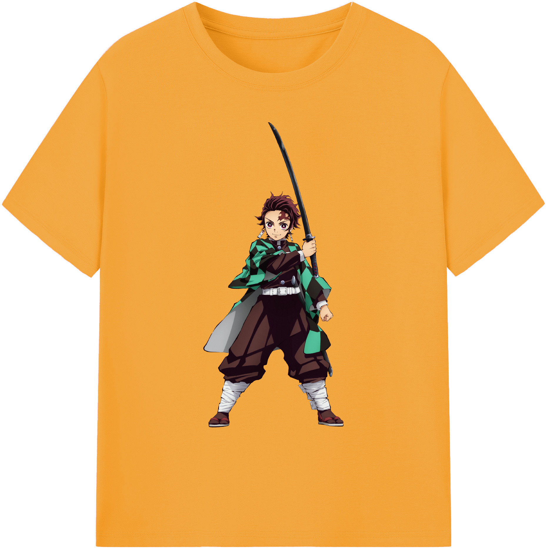 （画像用） 鬼滅の刃 竈門 炭治郎／かまど たんじろう Kamado Tanjirou 綿100％ メンズ半袖Tシャツ｜肌触りやわらか＆通気性