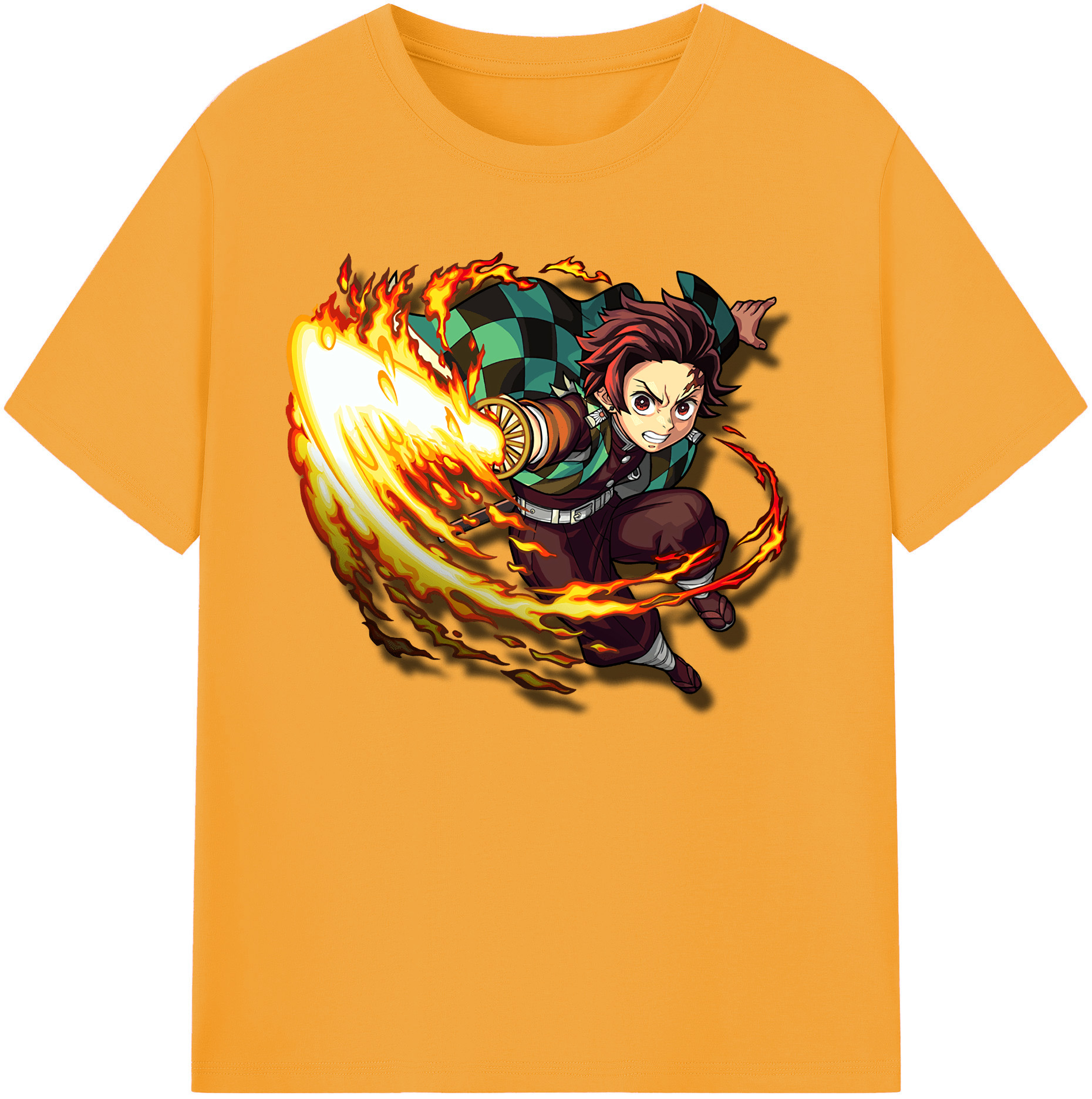（画像用） 鬼滅の刃 竈門 炭治郎／かまど たんじろう Kamado Tanjirou 綿100％ メンズ半袖Tシャツ｜肌触りやわらか＆通気性