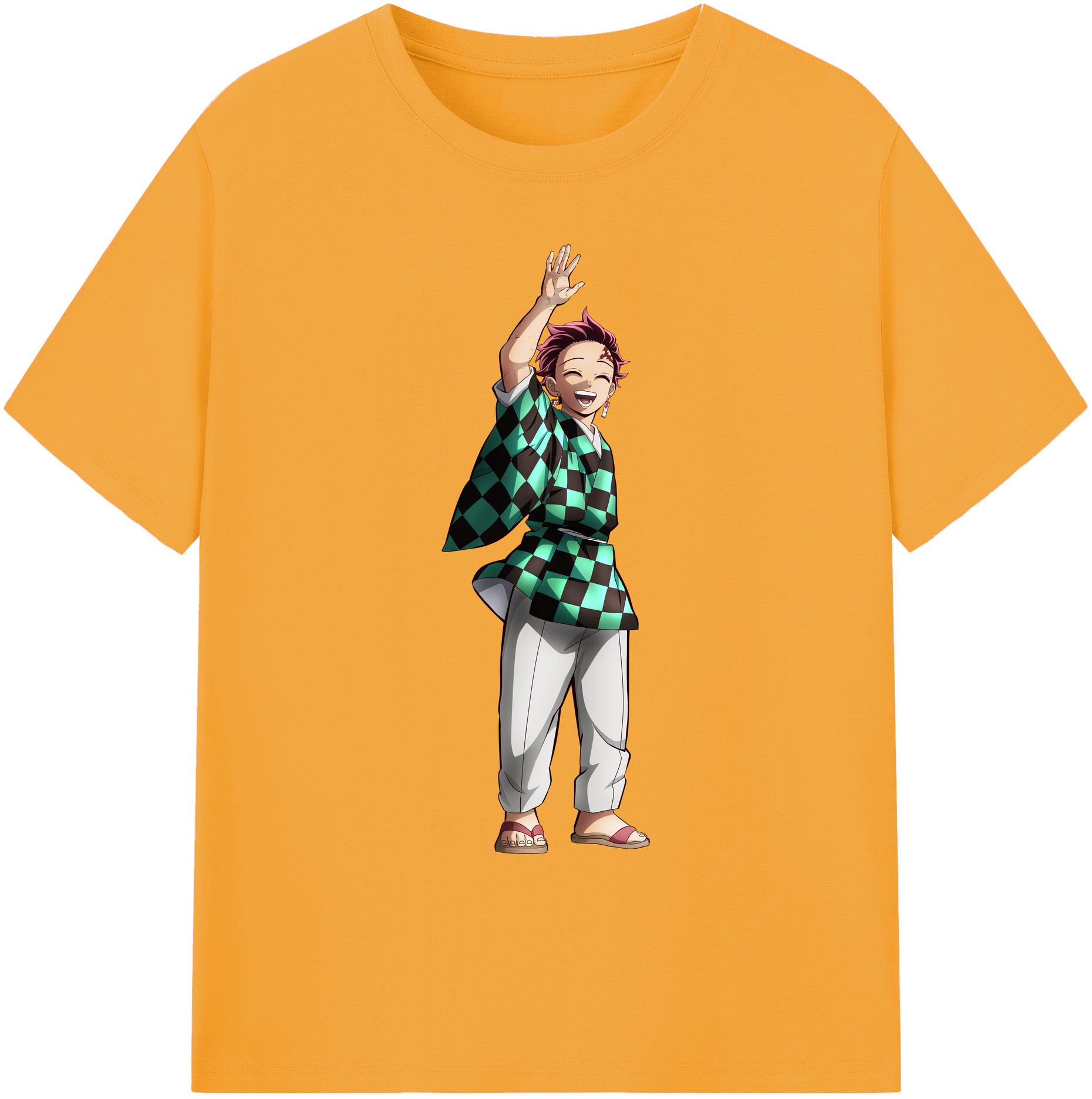 （画像用） 鬼滅の刃 竈門 炭治郎／かまど たんじろう Kamado Tanjirou 綿100％ メンズ半袖Tシャツ｜肌触りやわらか＆通気性