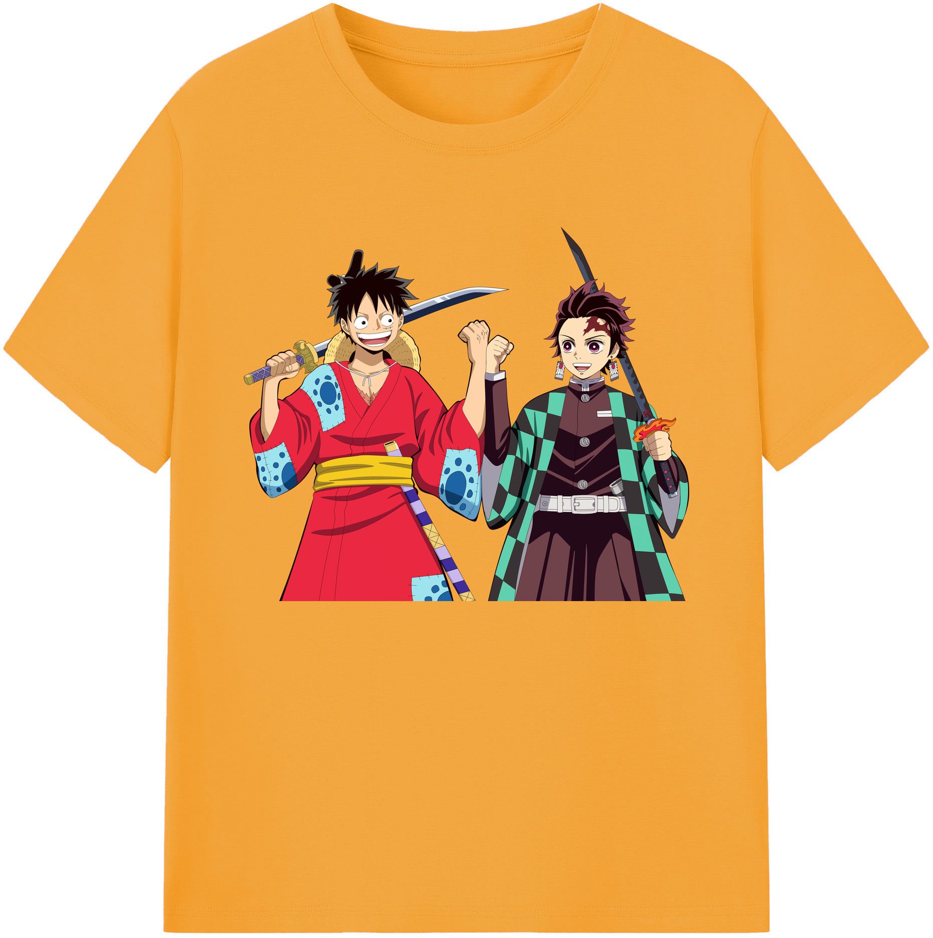（画像用） 鬼滅の刃 竈門 炭治郎／かまど たんじろう Kamado Tanjirou 綿100％ メンズ半袖Tシャツ｜肌触りやわらか＆通気性
