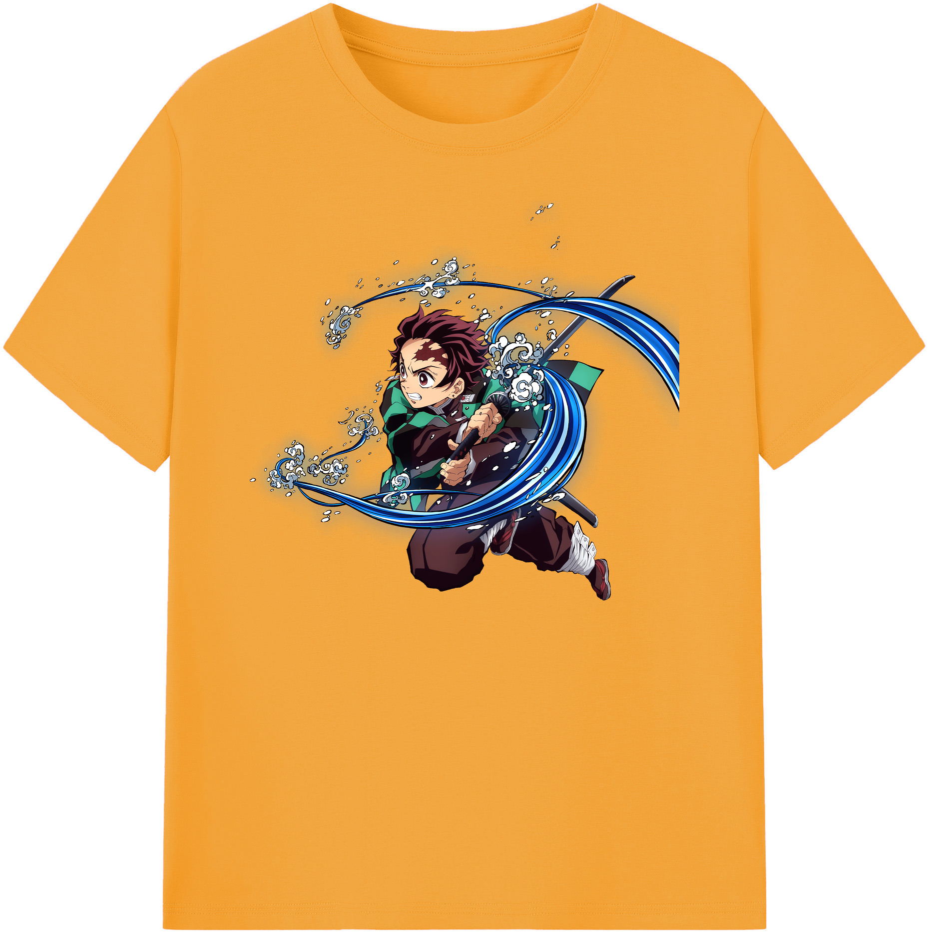 （画像用） 鬼滅の刃 竈門 炭治郎／かまど たんじろう Kamado Tanjirou 綿100％ メンズ半袖Tシャツ｜肌触りやわらか＆通気性