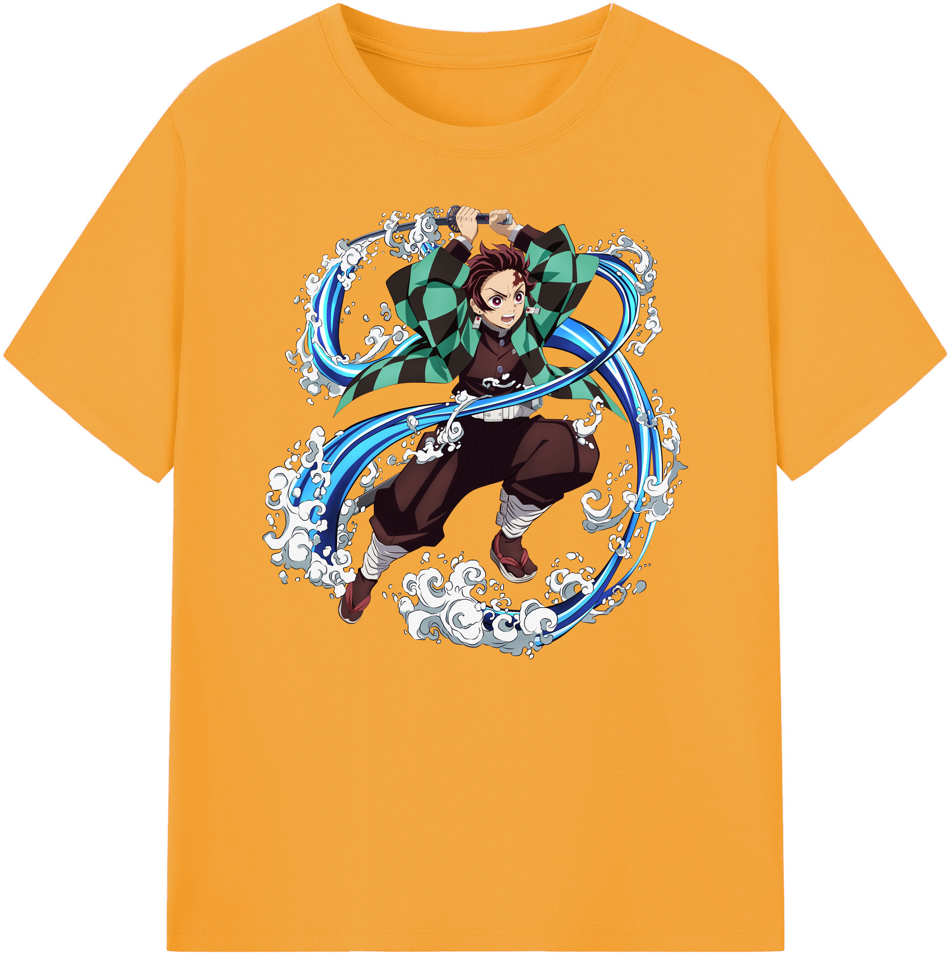 （画像用） 鬼滅の刃 竈門 炭治郎／かまど たんじろう Kamado Tanjirou 綿100％ メンズ半袖Tシャツ｜肌触りやわらか＆通気性