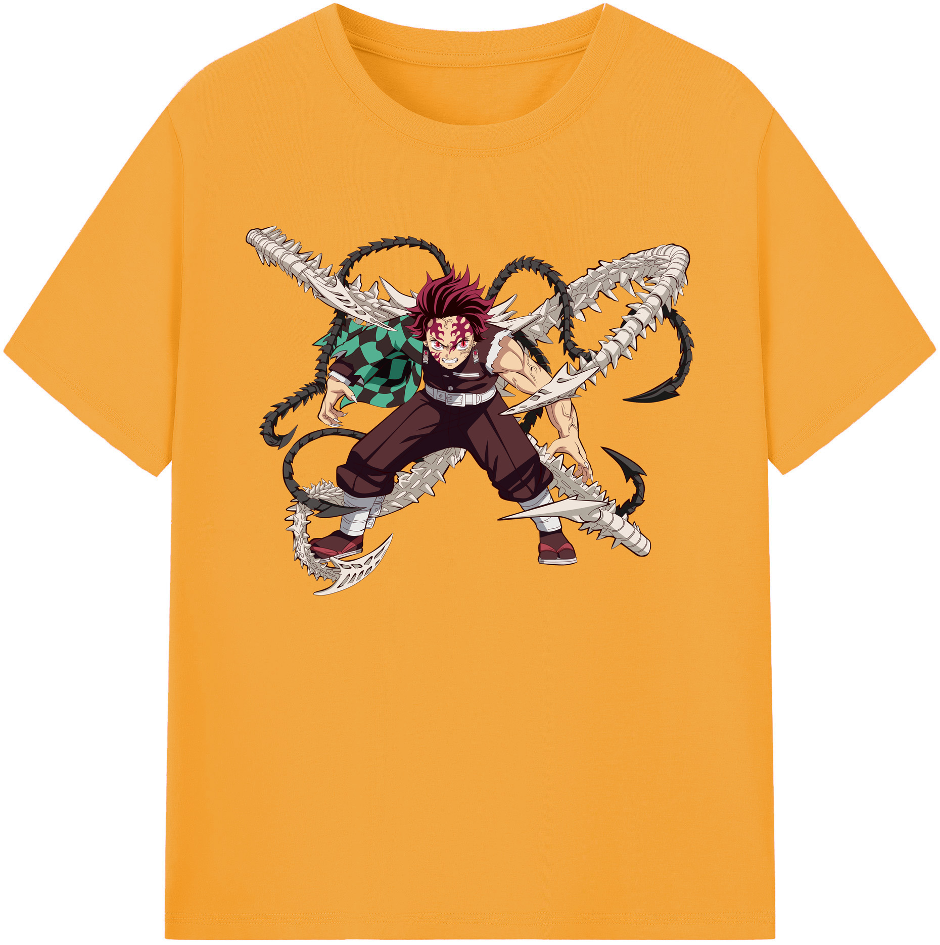 （画像用） 鬼滅の刃 竈門 炭治郎／かまど たんじろう Kamado Tanjirou 綿100％ メンズ半袖Tシャツ｜肌触りやわらか＆通気性