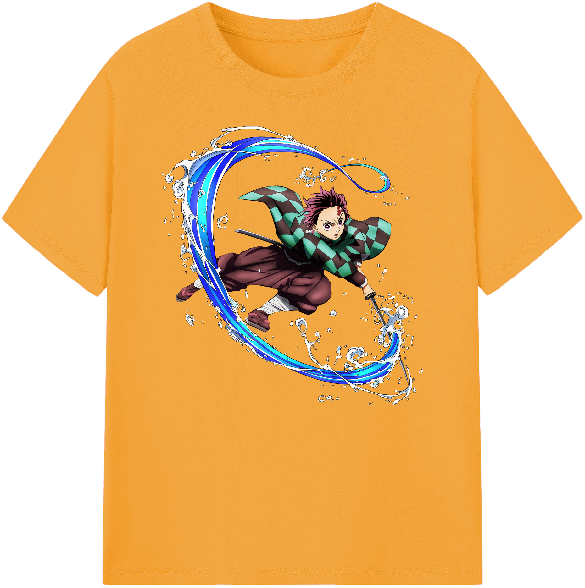 （画像用） 鬼滅の刃 竈門 炭治郎／かまど たんじろう Kamado Tanjirou 綿100％ メンズ半袖Tシャツ｜肌触りやわらか＆通気性