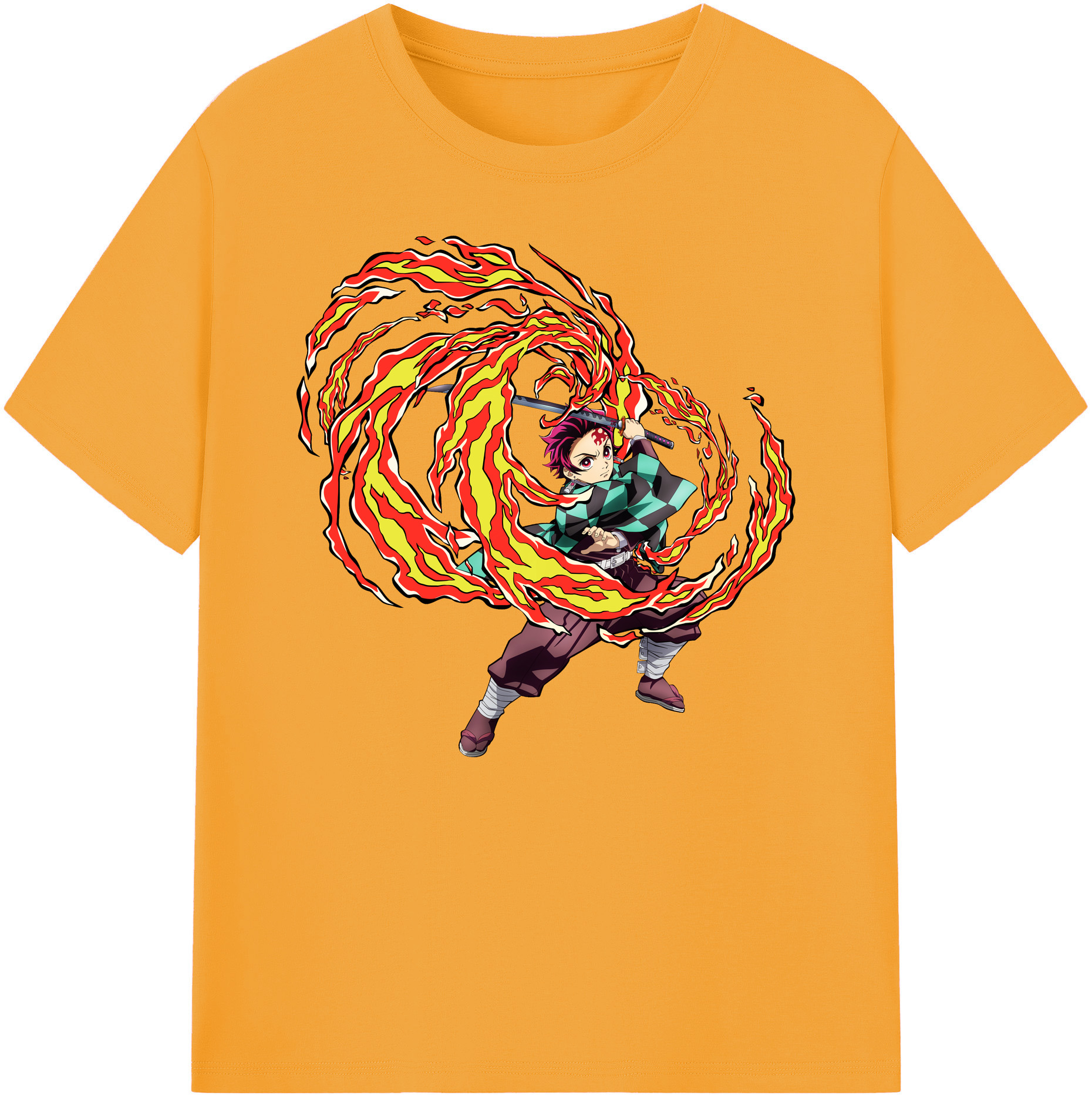 （画像用） 鬼滅の刃 竈門 炭治郎／かまど たんじろう Kamado Tanjirou 綿100％ メンズ半袖Tシャツ｜肌触りやわらか＆通気性