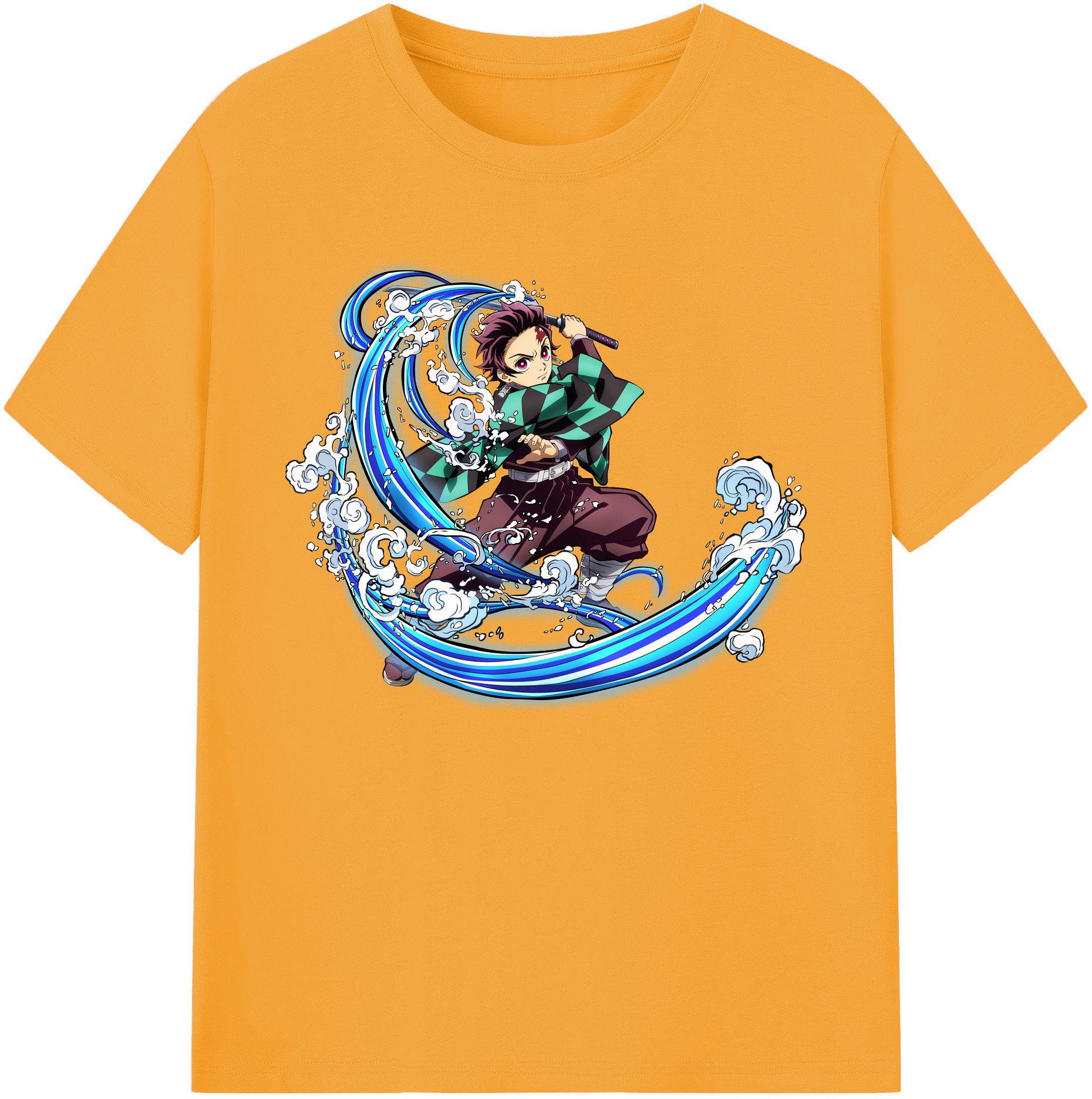 （画像用） 鬼滅の刃 竈門 炭治郎／かまど たんじろう Kamado Tanjirou 綿100％ メンズ半袖Tシャツ｜肌触りやわらか＆通気性