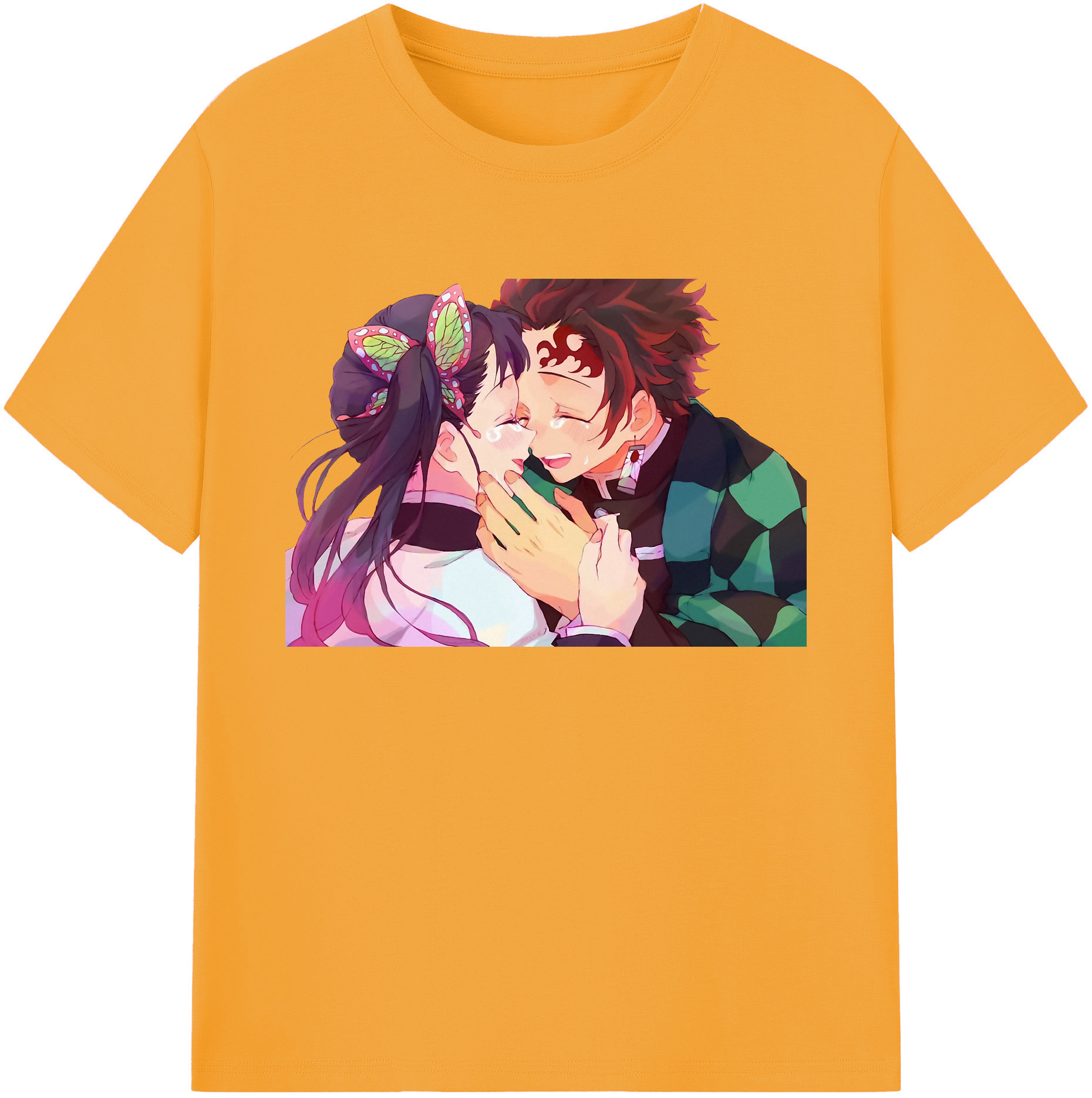 （画像用） 鬼滅の刃 竈門 炭治郎／かまど たんじろう Kamado Tanjirou 綿100％ メンズ半袖Tシャツ｜肌触りやわらか＆通気性