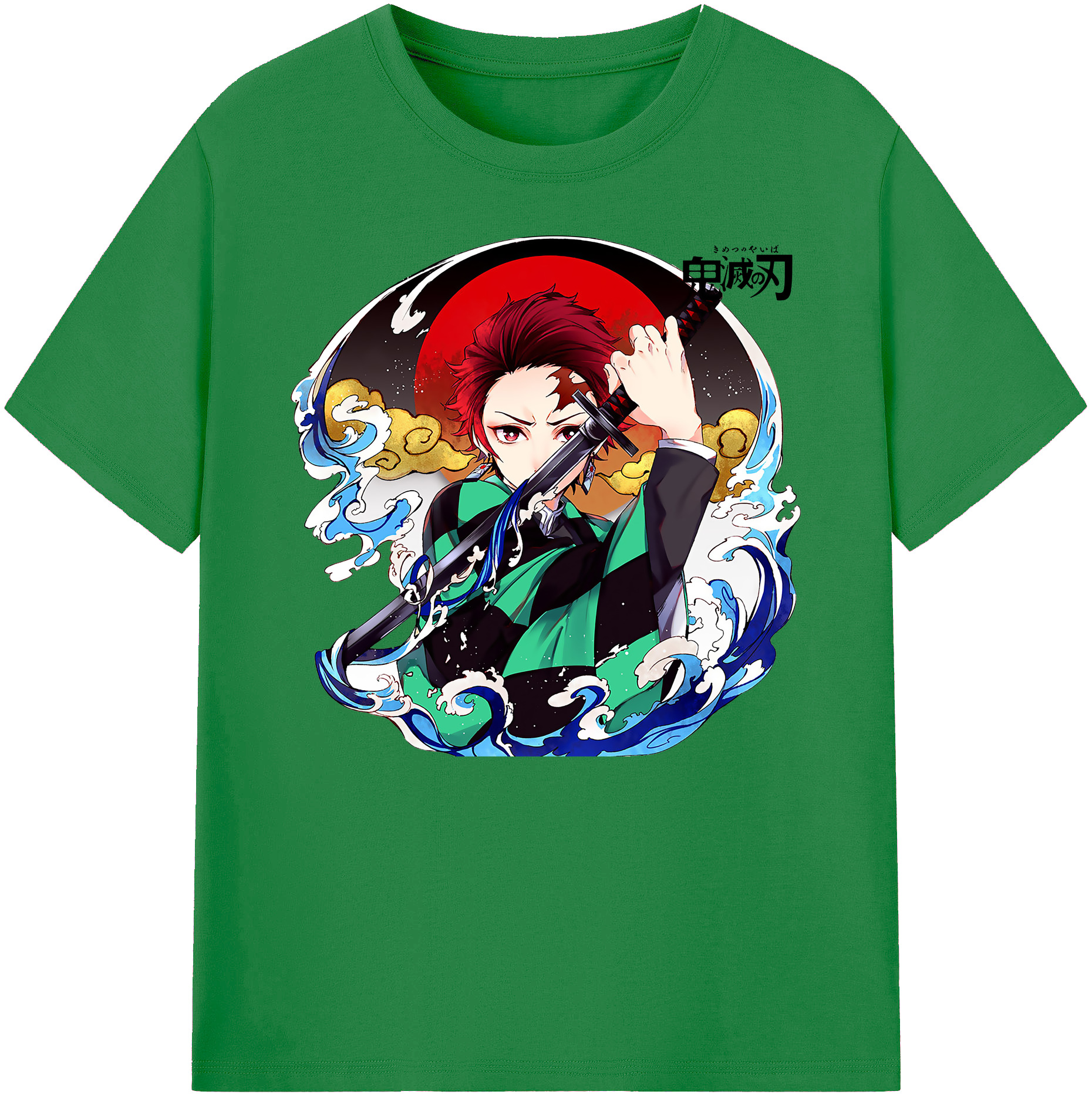 （画像用） 鬼滅の刃 竈門 炭治郎／かまど たんじろう Kamado Tanjirou 綿100％ メンズ半袖Tシャツ｜肌触りやわらか＆通気性