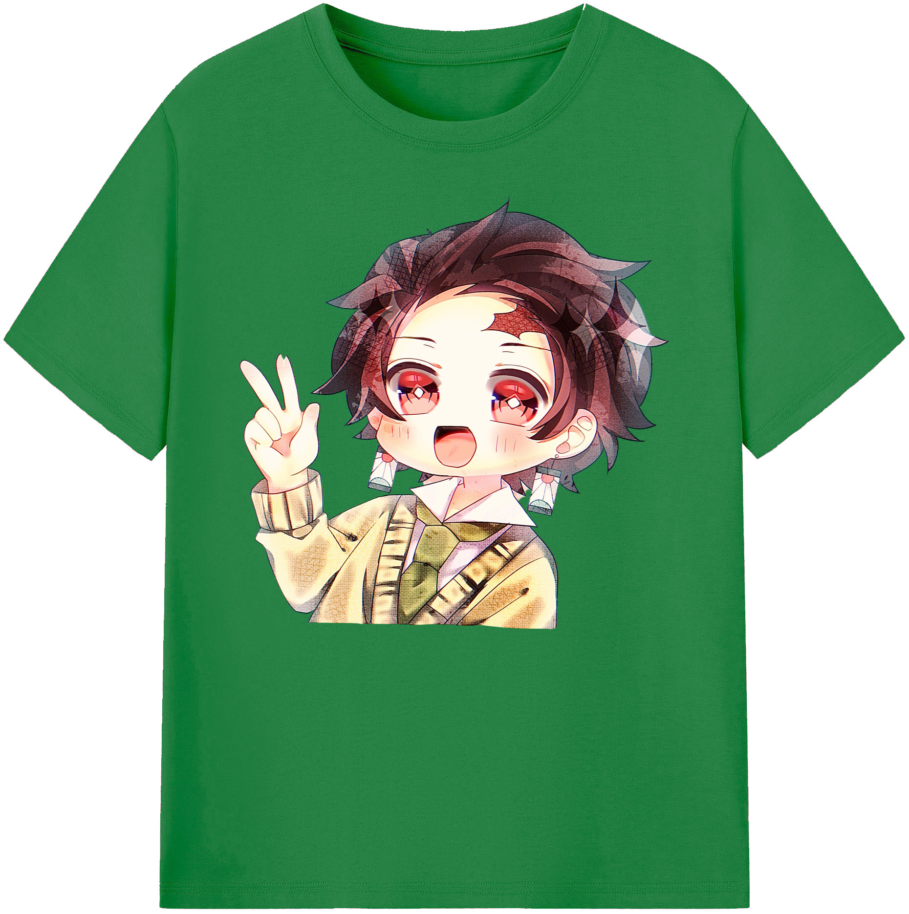 （画像用） 鬼滅の刃 竈門 炭治郎／かまど たんじろう Kamado Tanjirou 綿100％ メンズ半袖Tシャツ｜肌触りやわらか＆通気性
