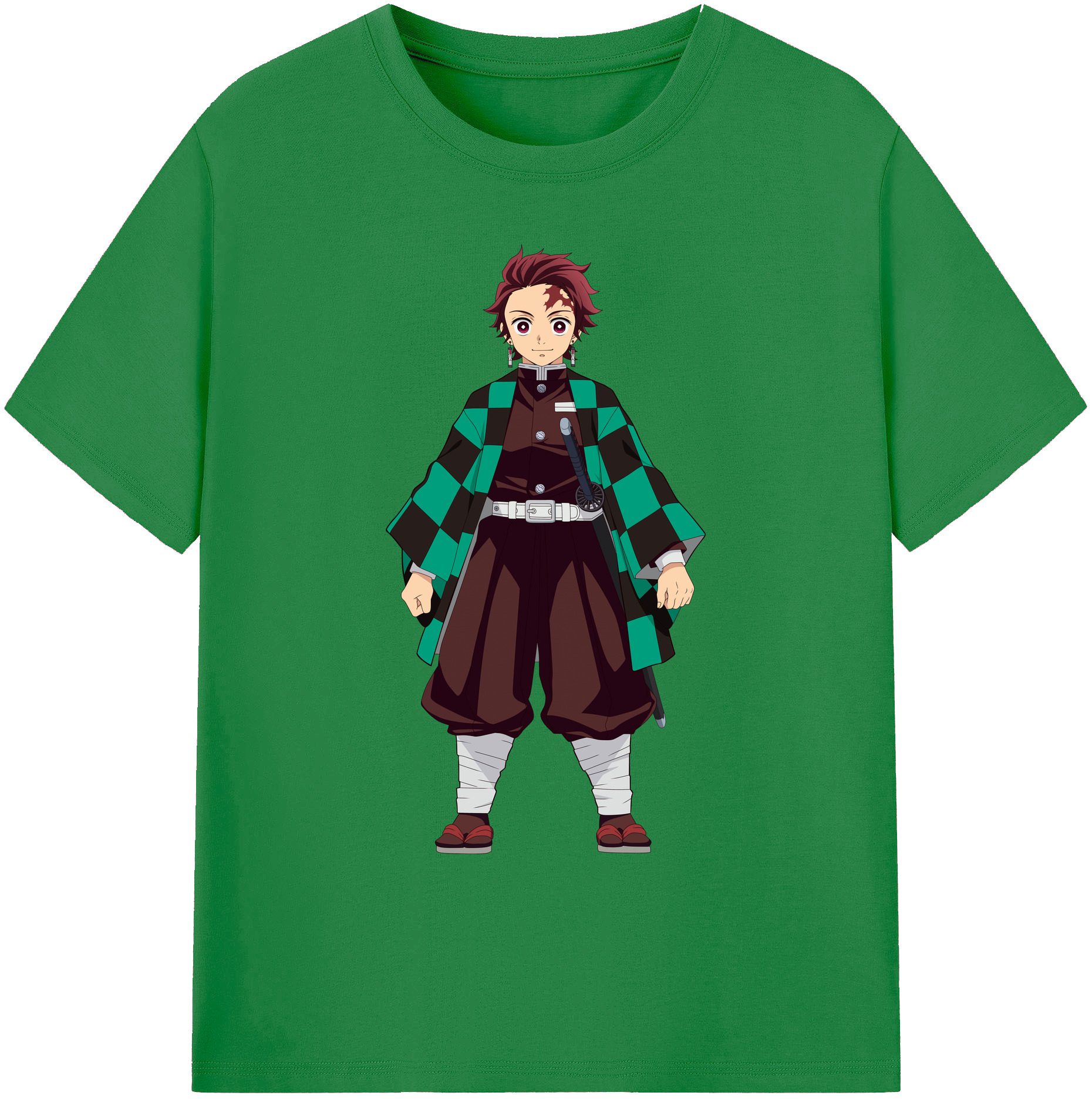 （画像用） 鬼滅の刃 竈門 炭治郎／かまど たんじろう Kamado Tanjirou 綿100％ メンズ半袖Tシャツ｜肌触りやわらか＆通気性