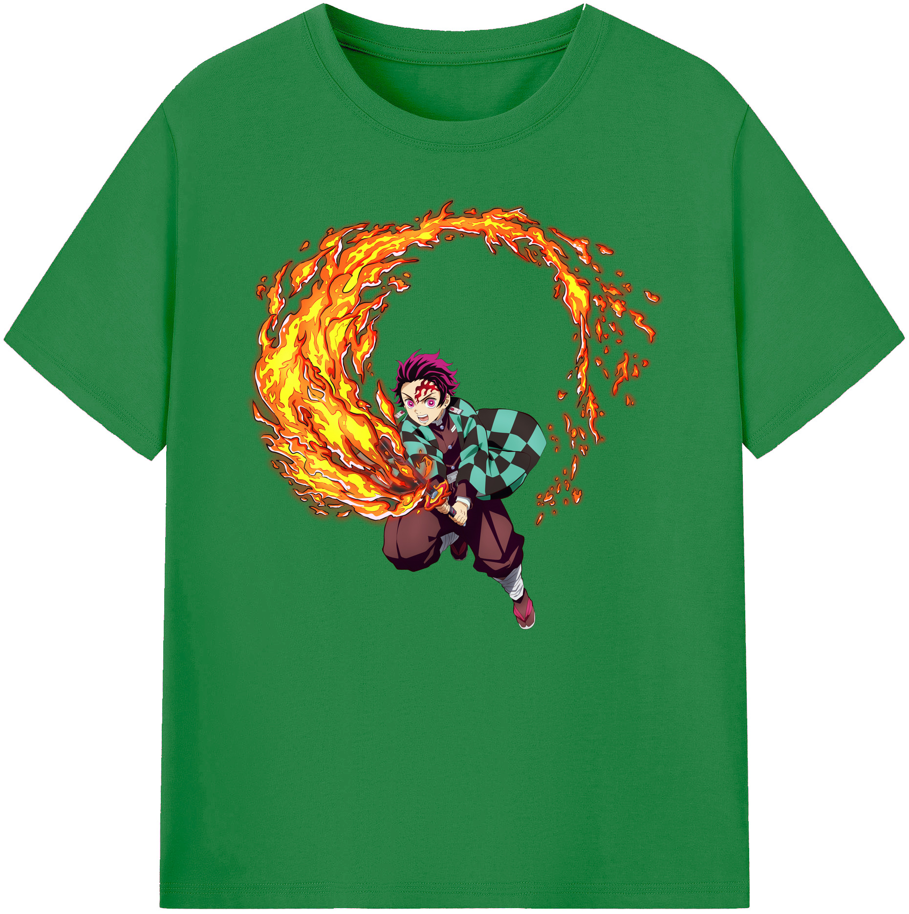 （画像用） 鬼滅の刃 竈門 炭治郎／かまど たんじろう Kamado Tanjirou 綿100％ メンズ半袖Tシャツ｜肌触りやわらか＆通気性