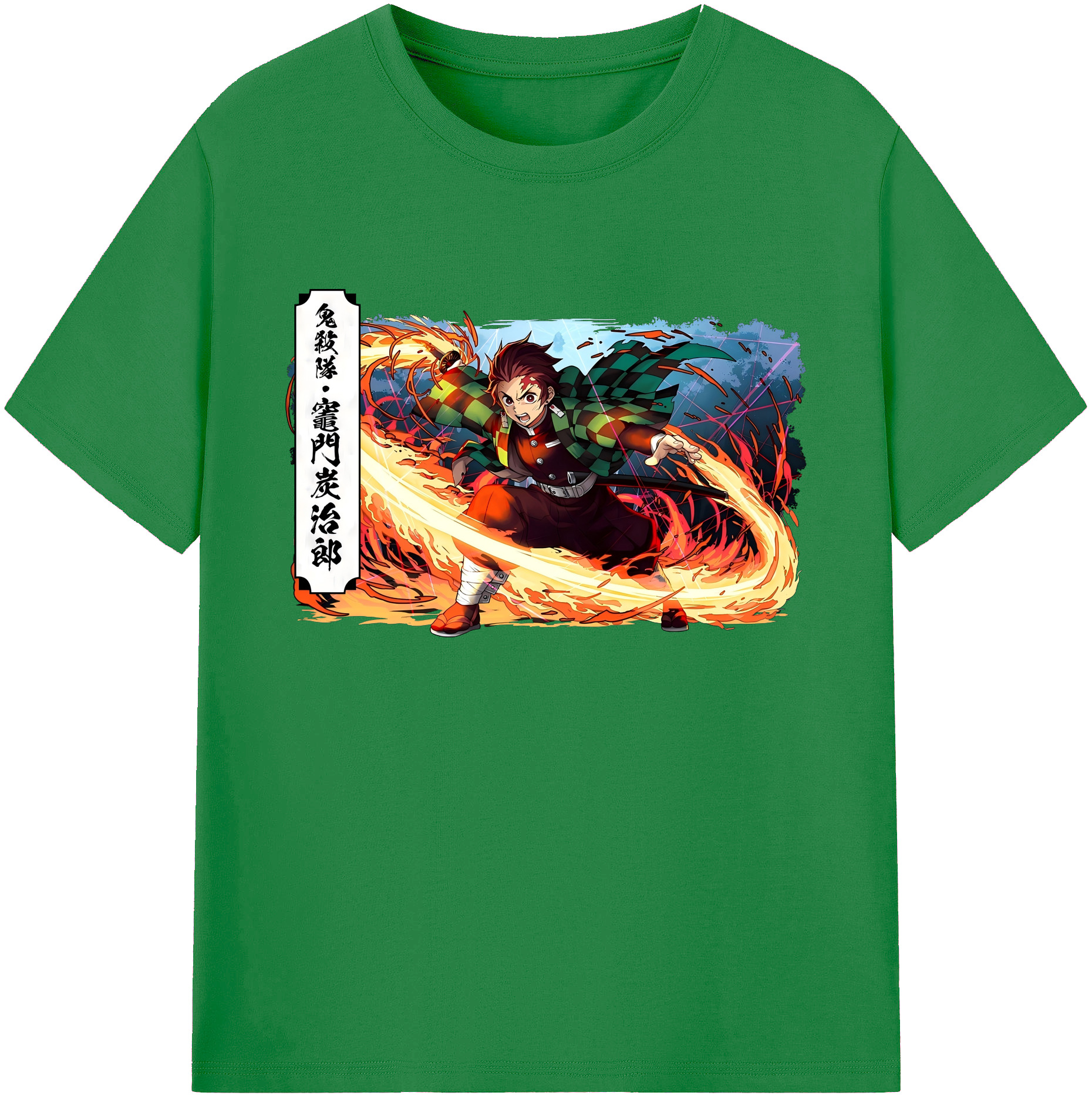 （画像用） 鬼滅の刃 竈門 炭治郎／かまど たんじろう Kamado Tanjirou 綿100％ メンズ半袖Tシャツ｜肌触りやわらか＆通気性