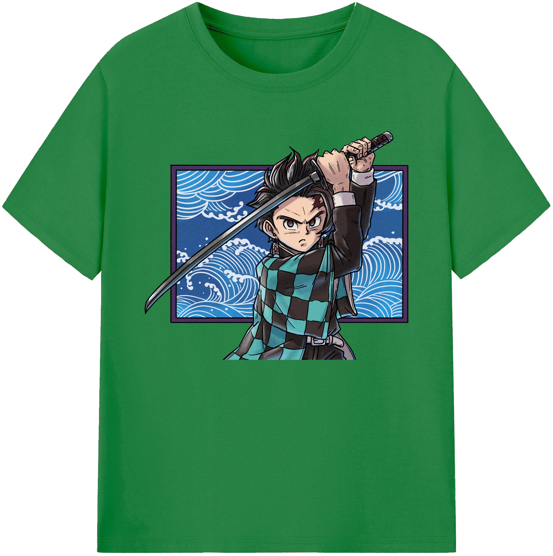 （画像用） 鬼滅の刃 竈門 炭治郎／かまど たんじろう Kamado Tanjirou 綿100％ メンズ半袖Tシャツ｜肌触りやわらか＆通気性