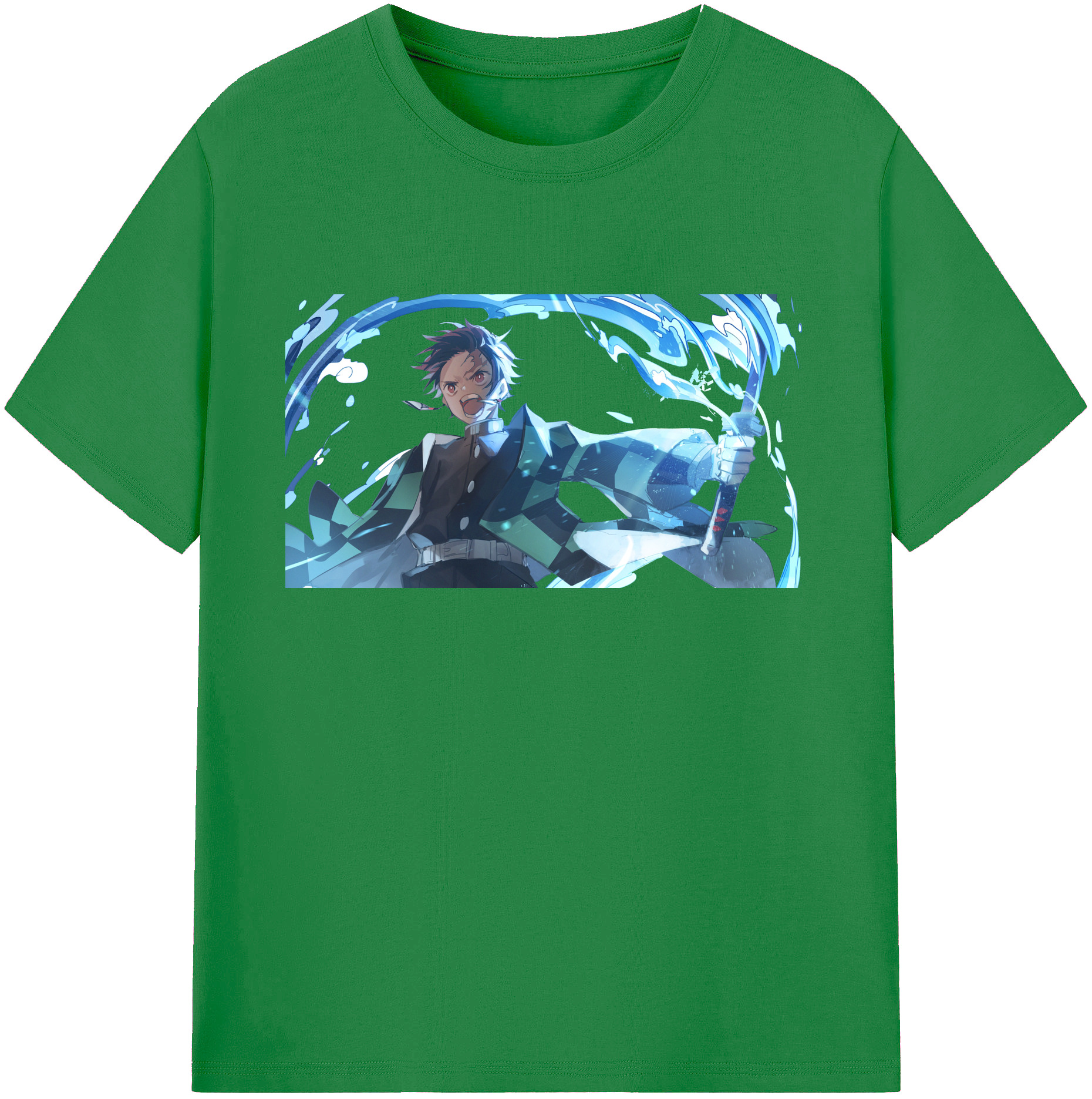 （画像用） 鬼滅の刃 竈門 炭治郎／かまど たんじろう Kamado Tanjirou 綿100％ メンズ半袖Tシャツ｜肌触りやわらか＆通気性