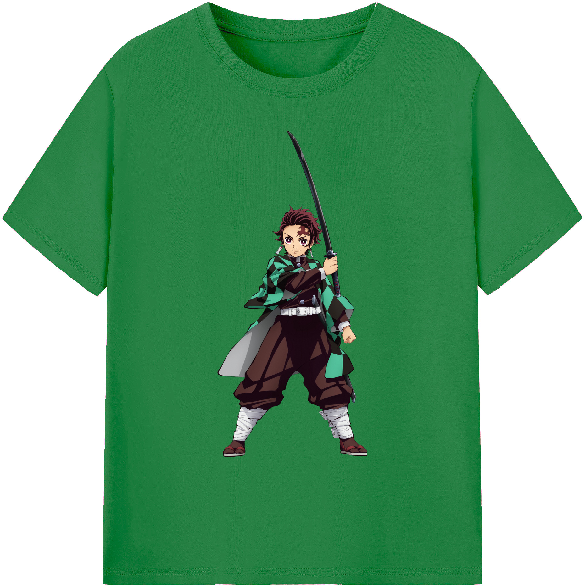 （画像用） 鬼滅の刃 竈門 炭治郎／かまど たんじろう Kamado Tanjirou 綿100％ メンズ半袖Tシャツ｜肌触りやわらか＆通気性