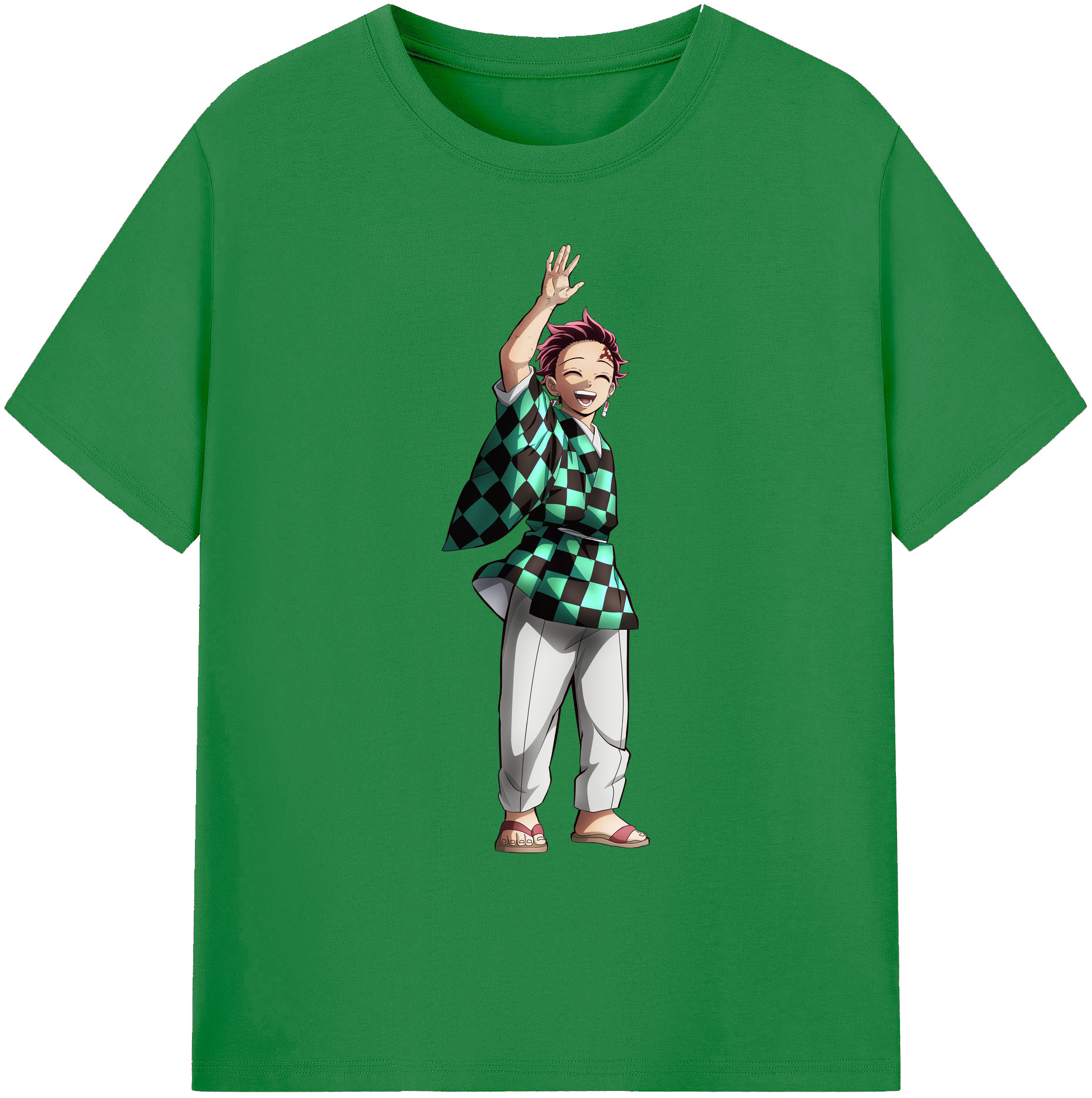 （画像用） 鬼滅の刃 竈門 炭治郎／かまど たんじろう Kamado Tanjirou 綿100％ メンズ半袖Tシャツ｜肌触りやわらか＆通気性