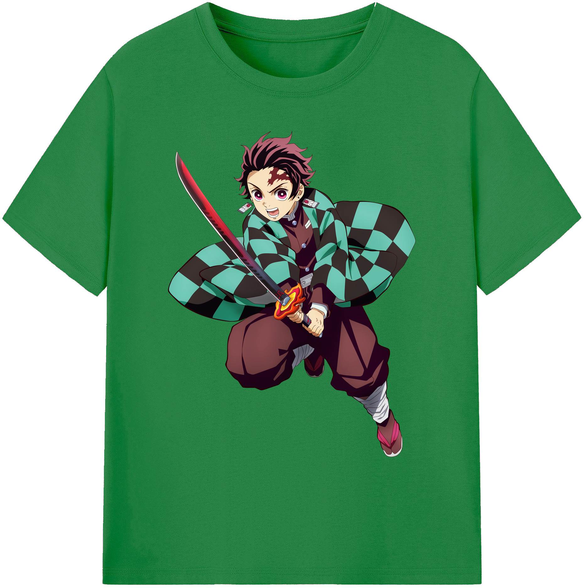 （画像用） 鬼滅の刃 竈門 炭治郎／かまど たんじろう Kamado Tanjirou 綿100％ メンズ半袖Tシャツ｜肌触りやわらか＆通気性