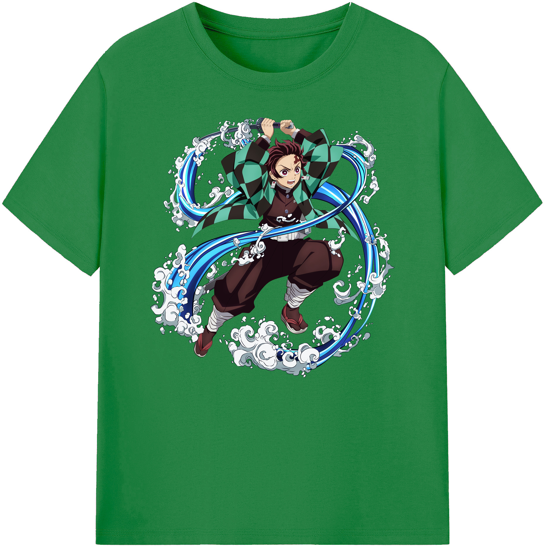 （画像用） 鬼滅の刃 竈門 炭治郎／かまど たんじろう Kamado Tanjirou 綿100％ メンズ半袖Tシャツ｜肌触りやわらか＆通気性