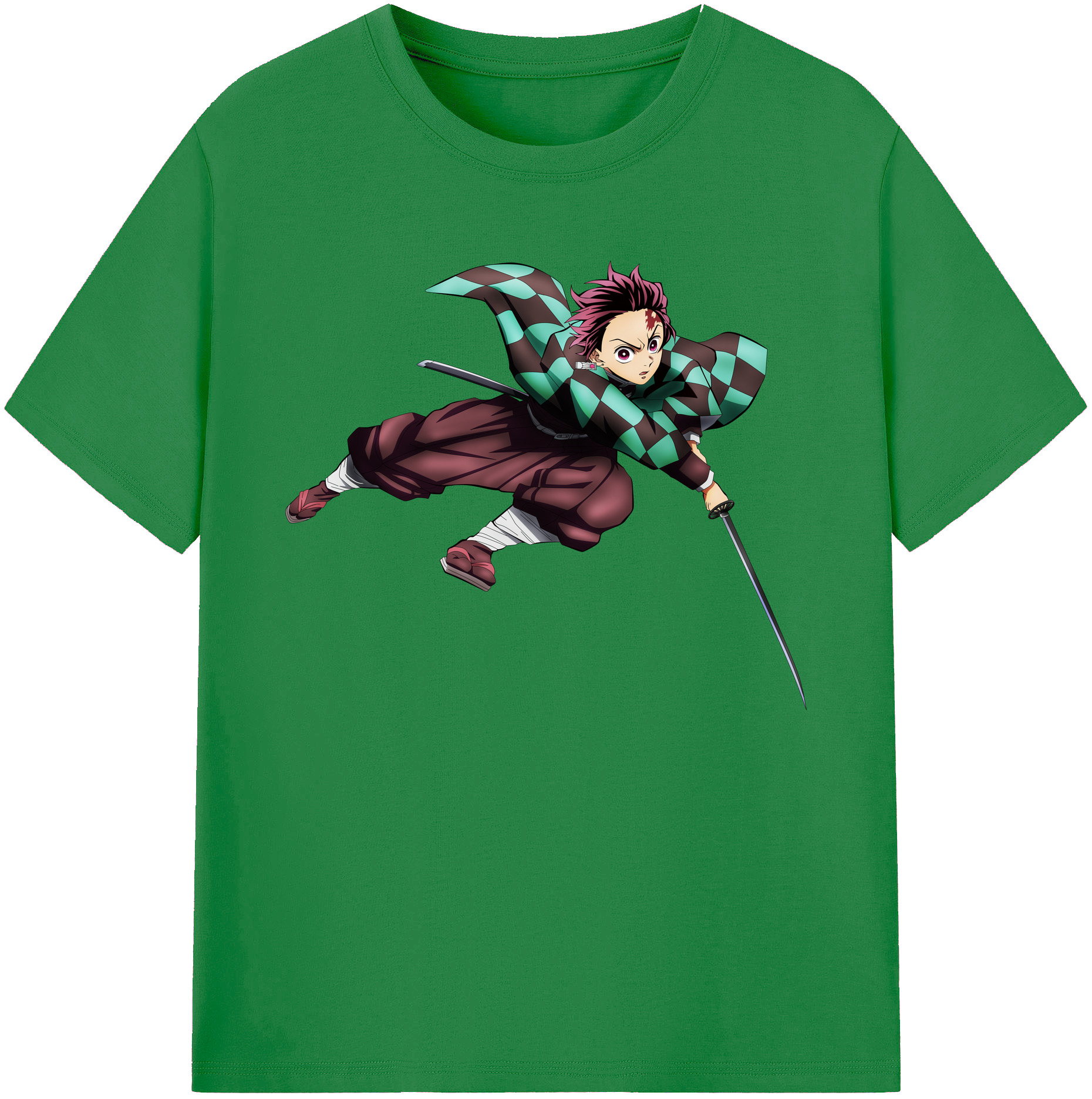 （画像用） 鬼滅の刃 竈門 炭治郎／かまど たんじろう Kamado Tanjirou 綿100％ メンズ半袖Tシャツ｜肌触りやわらか＆通気性