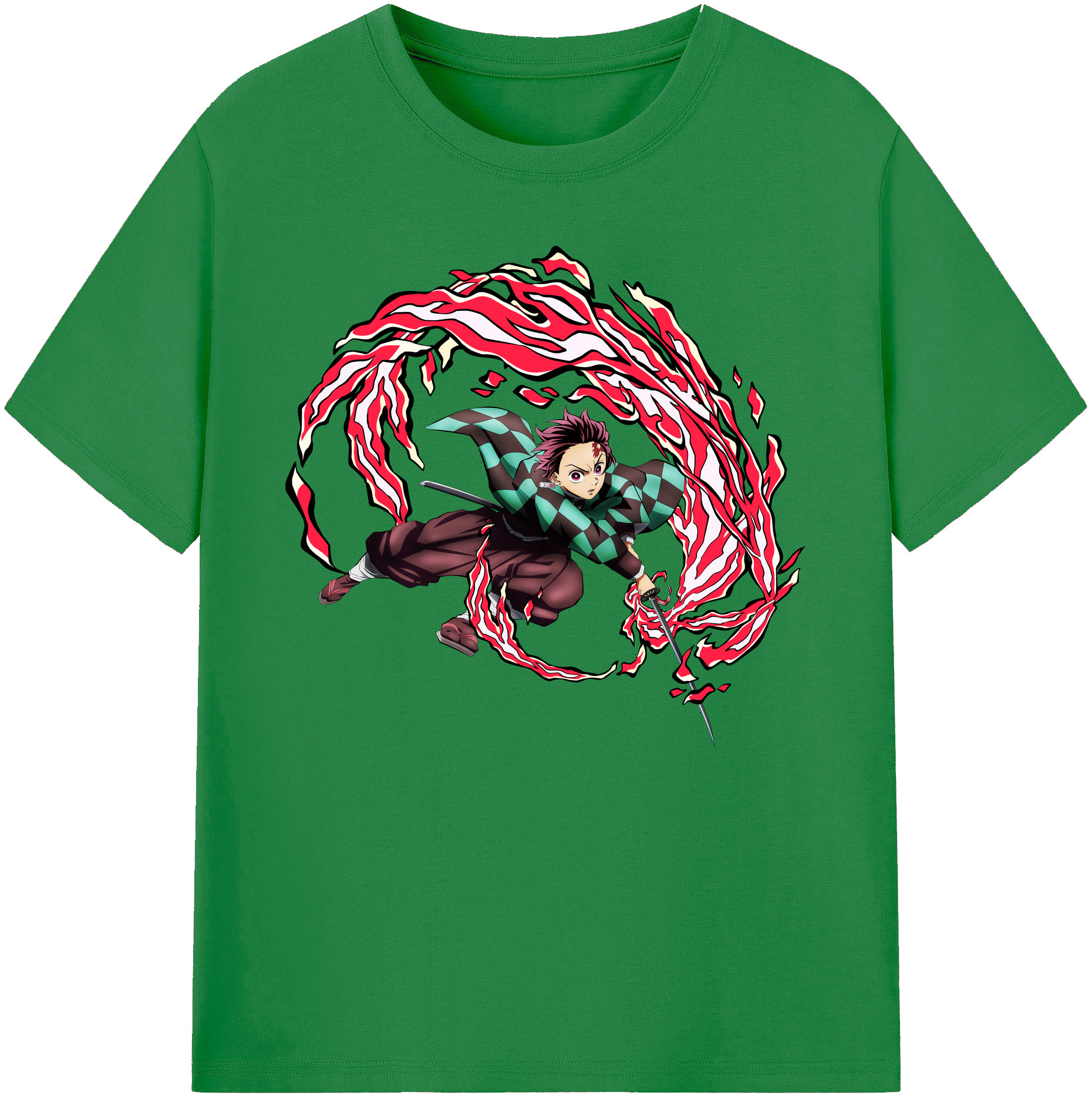 （画像用） 鬼滅の刃 竈門 炭治郎／かまど たんじろう Kamado Tanjirou 綿100％ メンズ半袖Tシャツ｜肌触りやわらか＆通気性