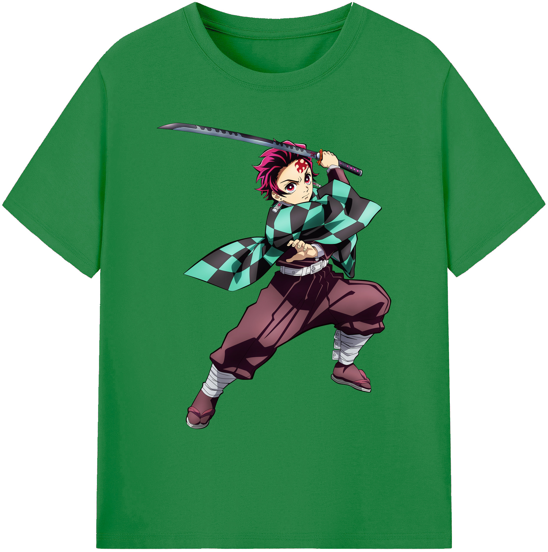 （画像用） 鬼滅の刃 竈門 炭治郎／かまど たんじろう Kamado Tanjirou 綿100％ メンズ半袖Tシャツ｜肌触りやわらか＆通気性